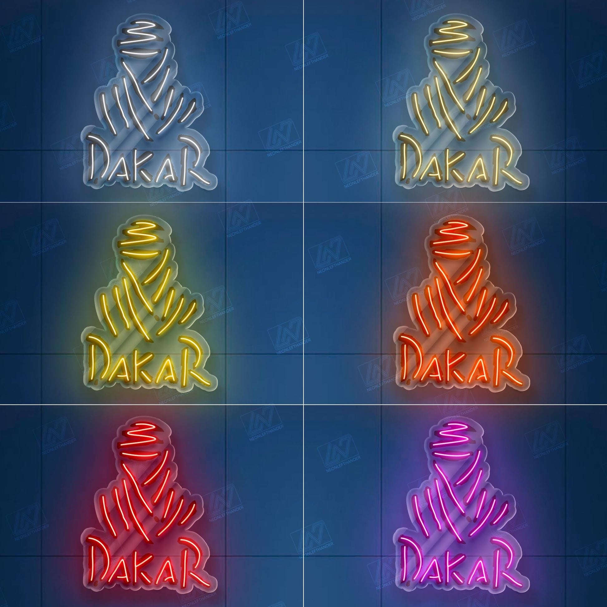Dakar LED Neon Sign with UV Print, Off-Road Rally Wall Art for Garage, Motorsport Shop or Man Cave, Bold Adventure Racing Decor