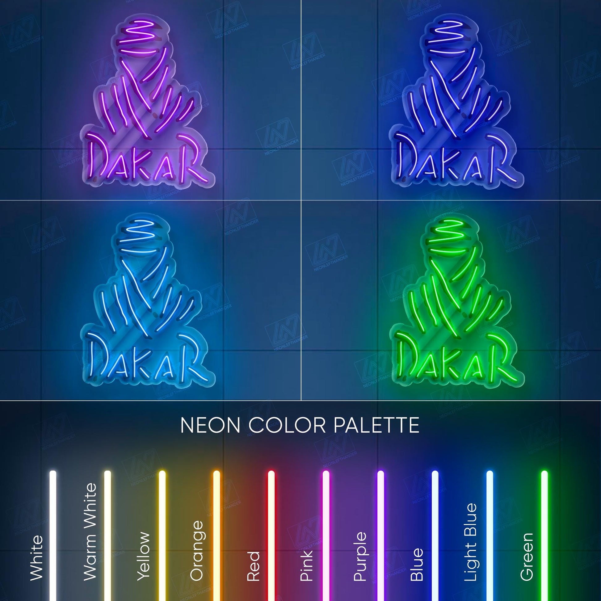 Dakar LED Neon Sign with UV Print, Off-Road Rally Wall Art for Garage, Motorsport Shop or Man Cave, Bold Adventure Racing Decor