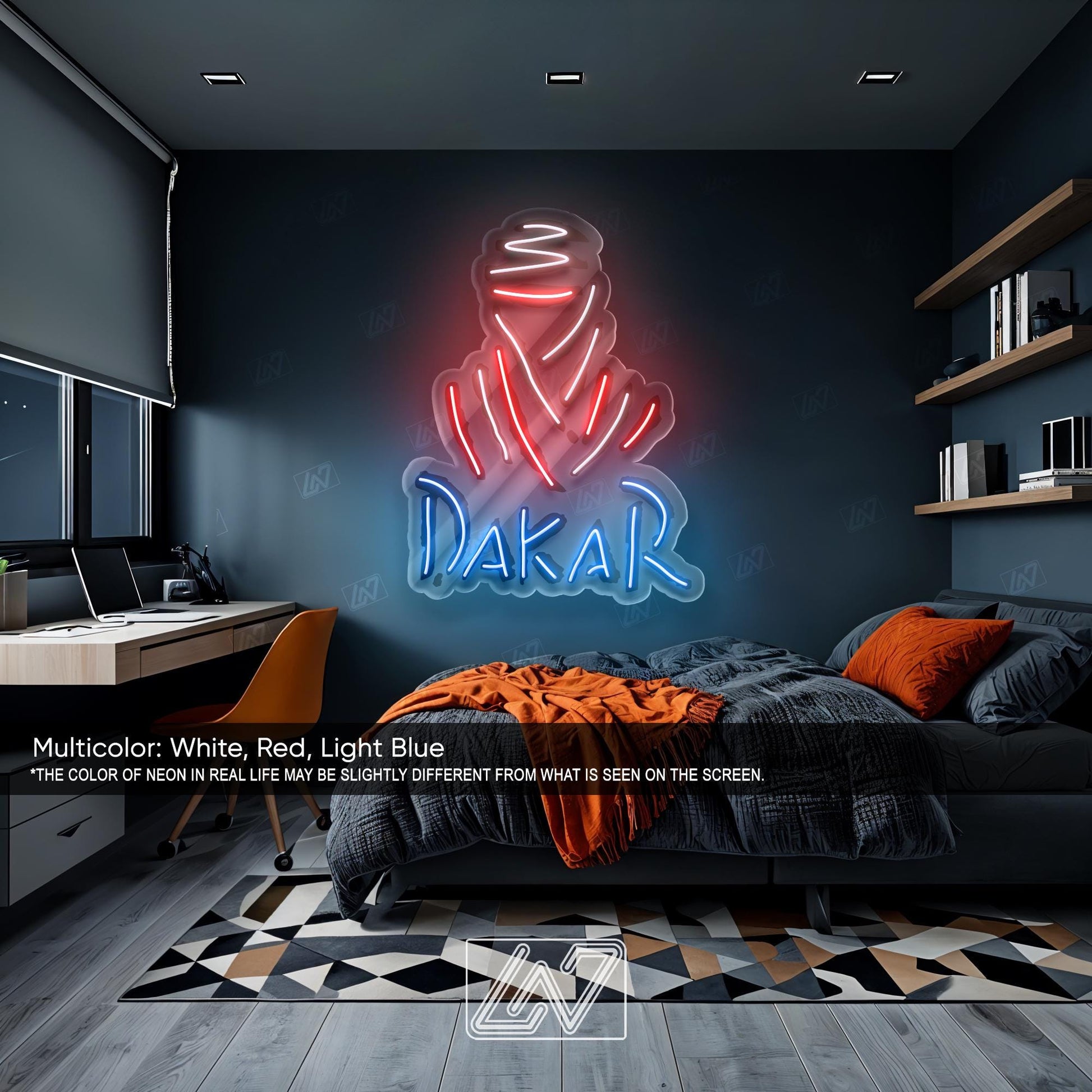 Dakar LED Neon Sign with UV Print, Off-Road Rally Wall Art for Garage, Motorsport Shop or Man Cave, Bold Adventure Racing Decor