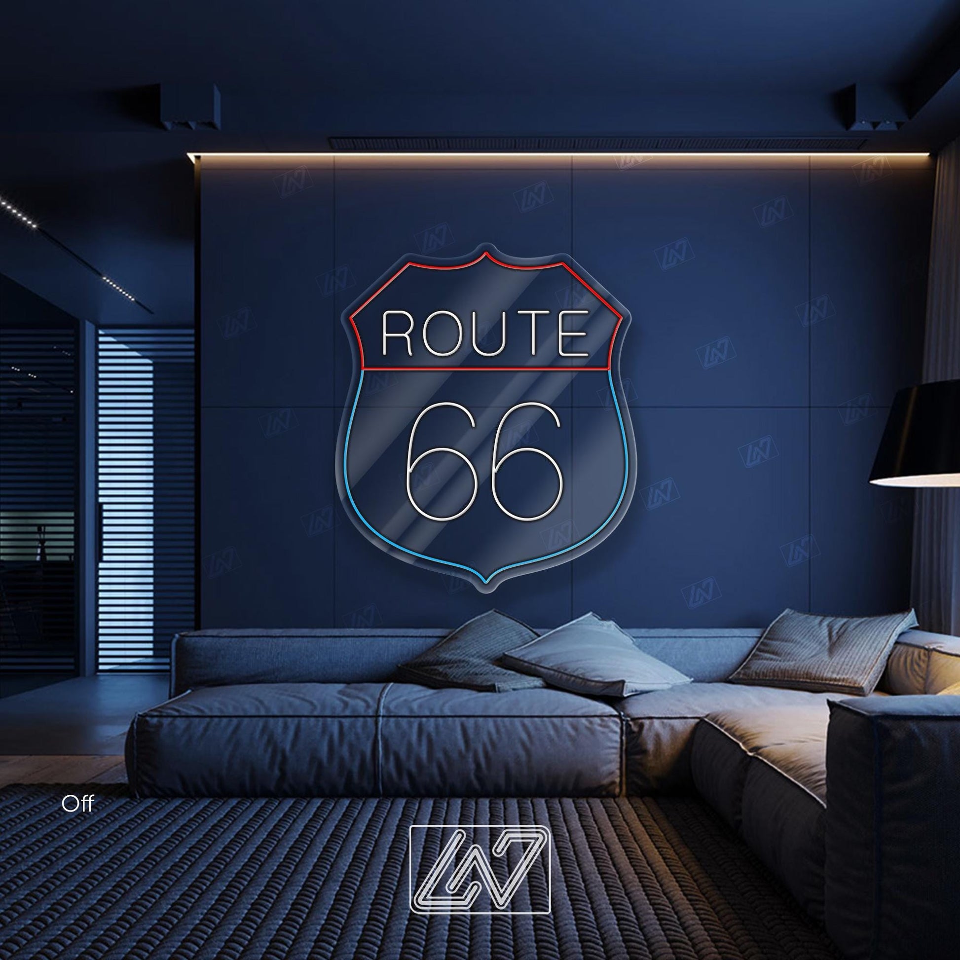 Route 66 LED Neon Sign with UV Print, Vintage Highway Wall Art for Garage, Bar, Man Cave or Retro American Road Trip Decor