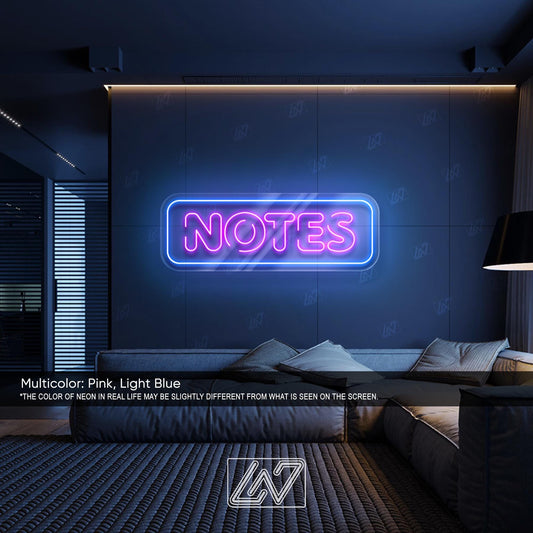 Noted LED Neon Sign Wall Light, Bold Minimalist Quote Decor for Office, Studio, Classroom or Creative Workspace Accent