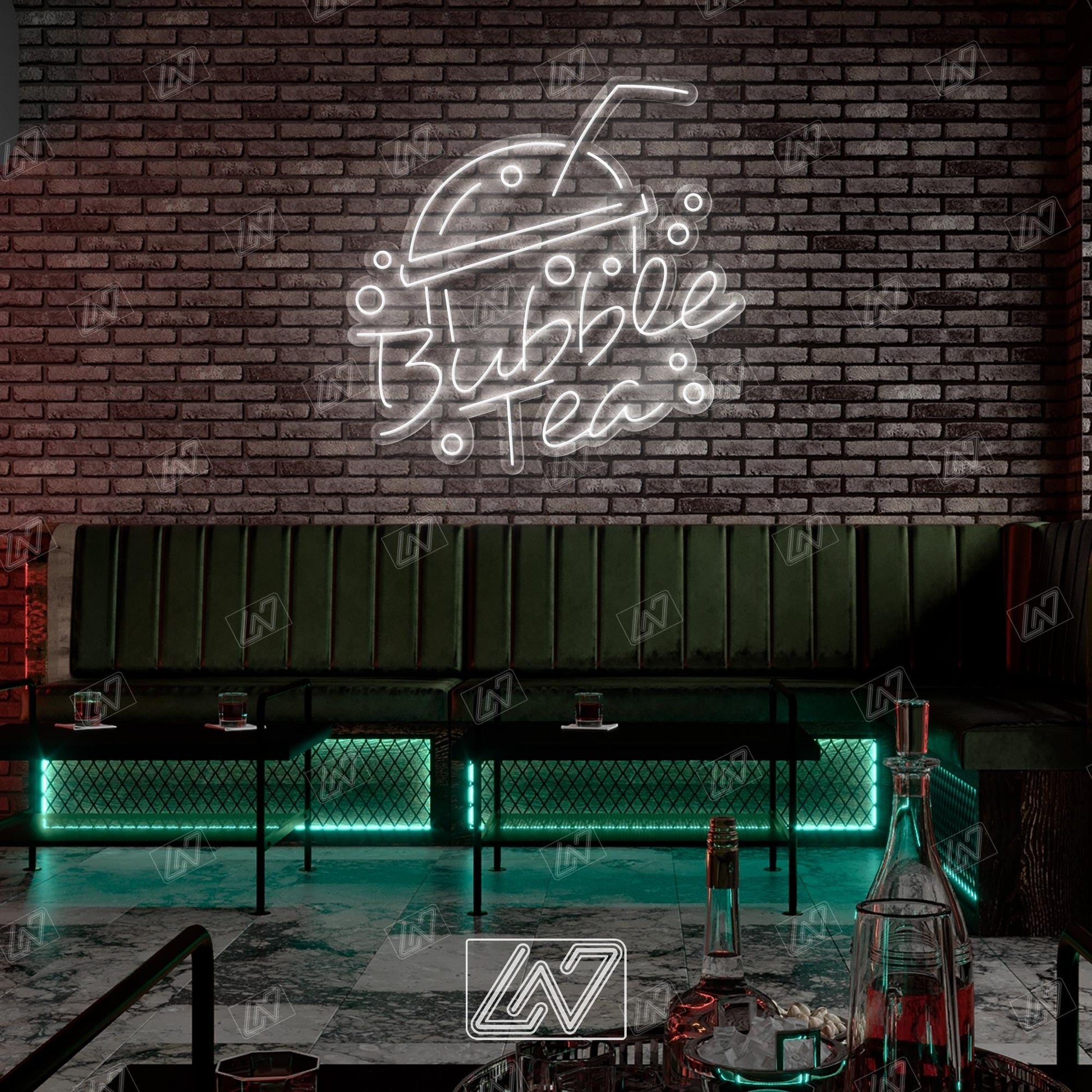 Bubble Tea LED Neon Sign Wall Light, Cute Boba Drink Decor for Café, Kitchen or Bedroom, Kawaii Style Glowing Boba Tea Art