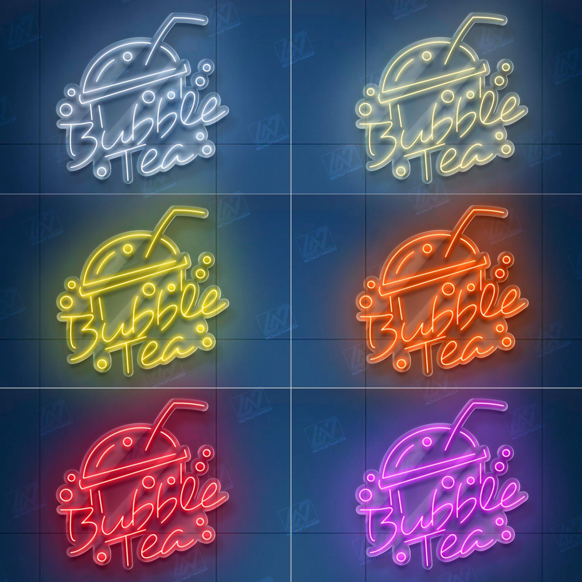 Bubble Tea LED Neon Sign Wall Light, Cute Boba Drink Decor for Café, Kitchen or Bedroom, Kawaii Style Glowing Boba Tea Art