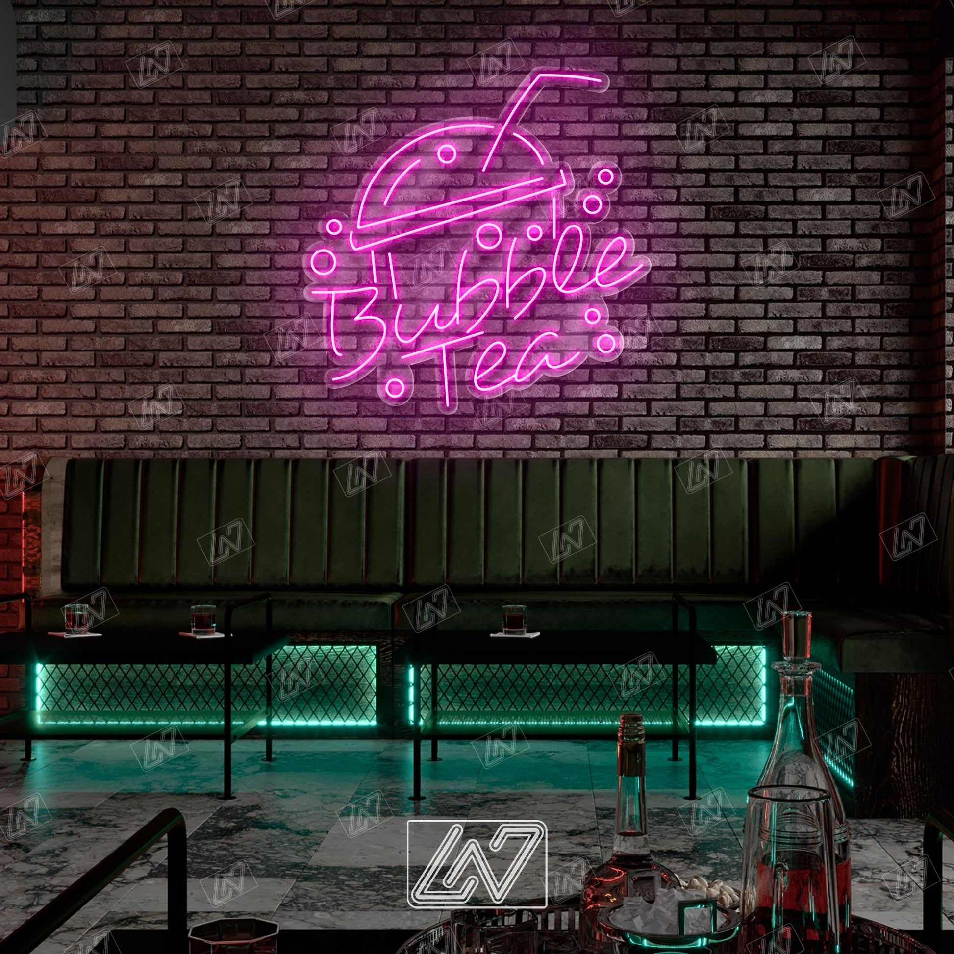 Bubble Tea LED Neon Sign Wall Light, Cute Boba Drink Decor for Café, Kitchen or Bedroom, Kawaii Style Glowing Boba Tea Art