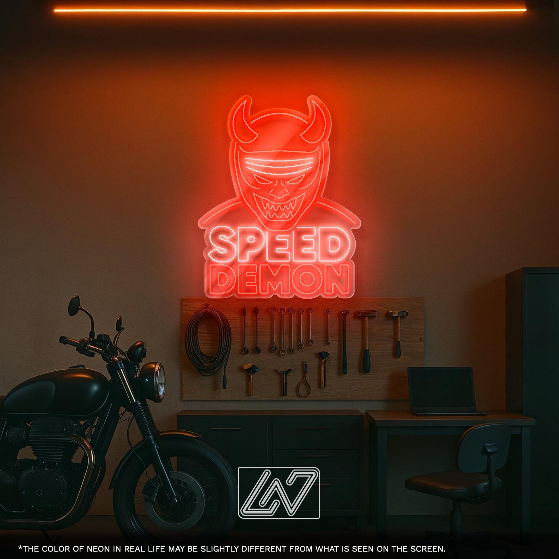Speed Demon LED Neon Sign – Wall Light with Car Design for Garage, Man Cave or Racing Room, Perfect Gift for Drift Fans and Car Enthusiasts