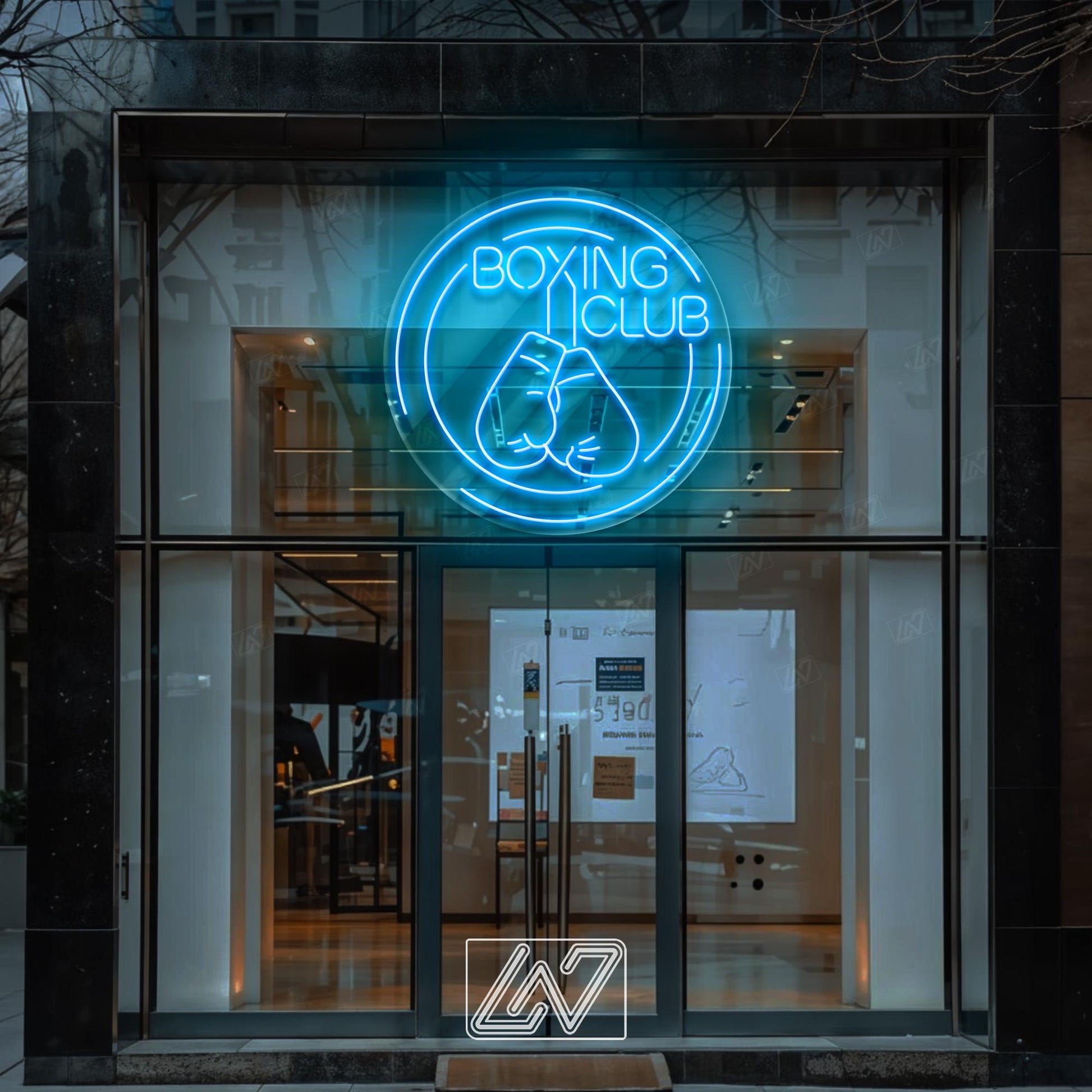 Boxing Club LED Neon Sign Wall Light, Bold Fight Gym Decor with UV Print, Punching Glove Art for Training Room or Fitness Studio