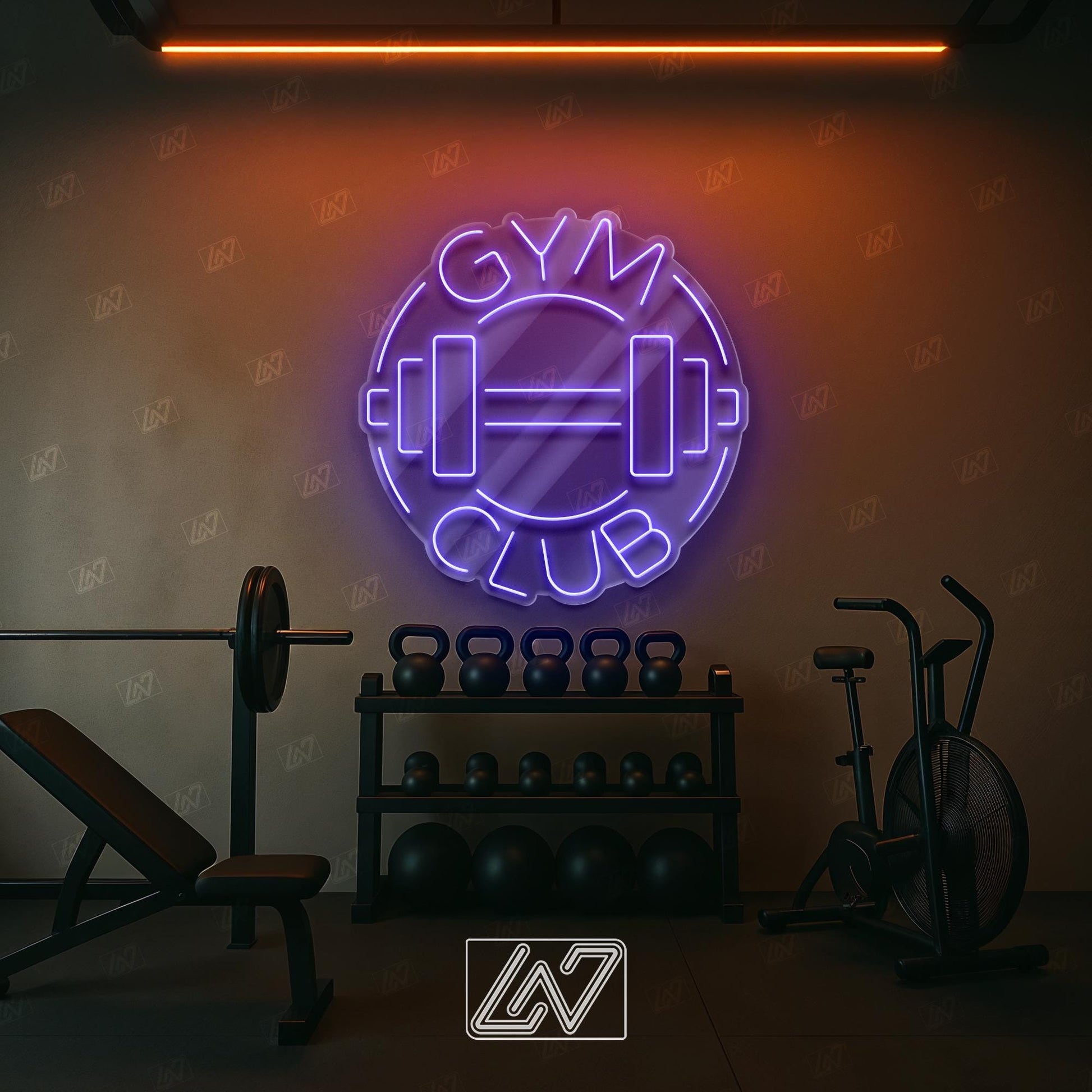 Gym Club LED Neon Sign Wall Light, Bold Motivational Fitness Decor for Home Gym, Workout Room or Training Studio Ambience