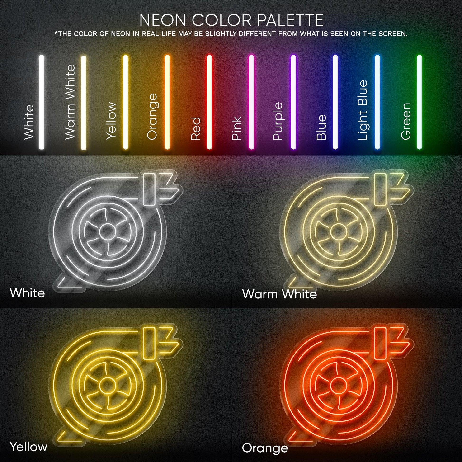 Turbo LED Neon Sign with Car Design – Wall Light for Garage, Auto Workshop or Man Cave, Perfect Gift for Car Lovers and Tuning Fans