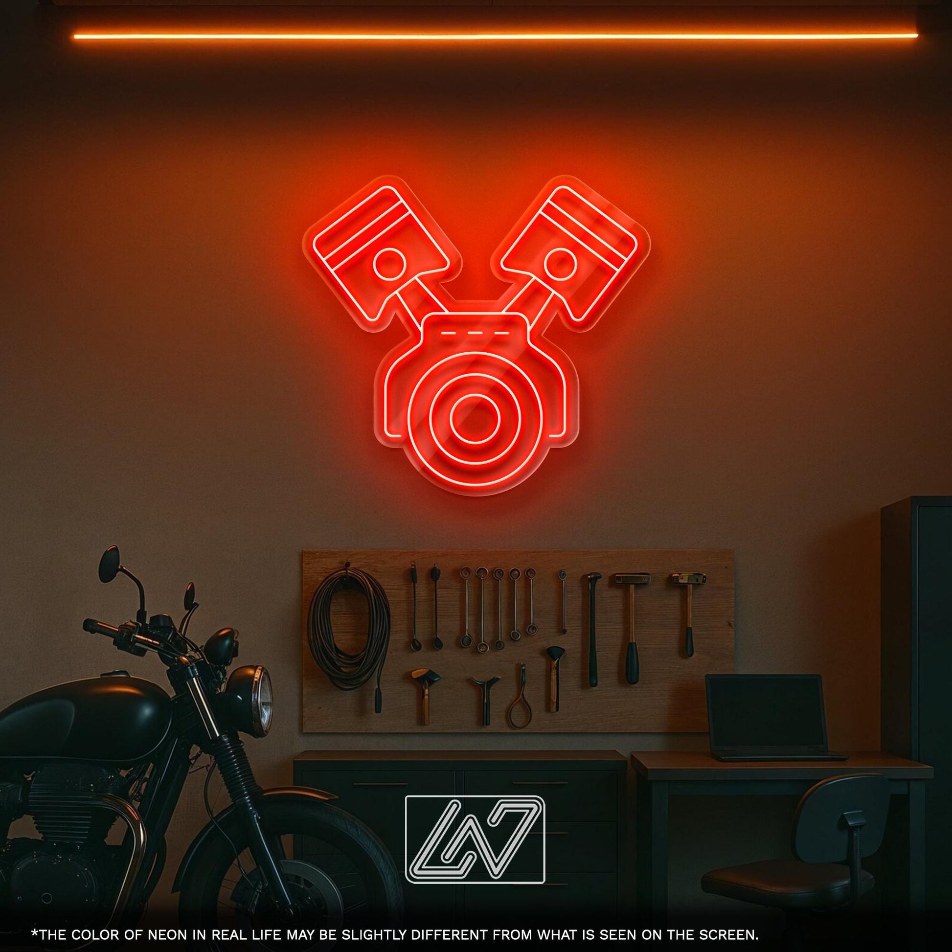 Engine LED Neon Sign with Car Design – Wall Light for Garage, Auto Workshop or Man Cave, Perfect Gift for Car Lovers and Tuning Fans