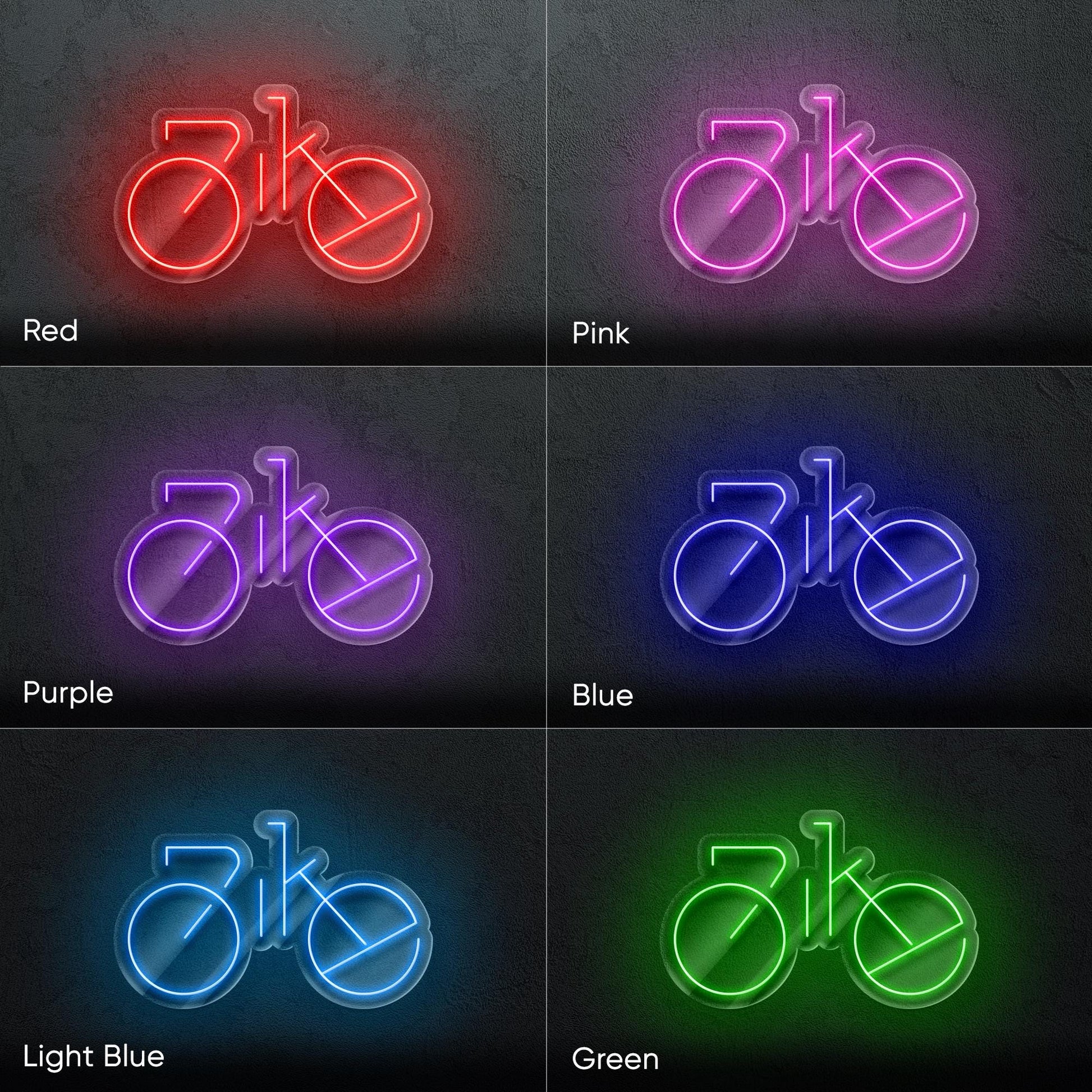 Bike LED Neon Sign Wall Light, Minimalist Bicycle Word Art for Cyclist Decor, Garage, Gym, or Sporty Modern Room Accent