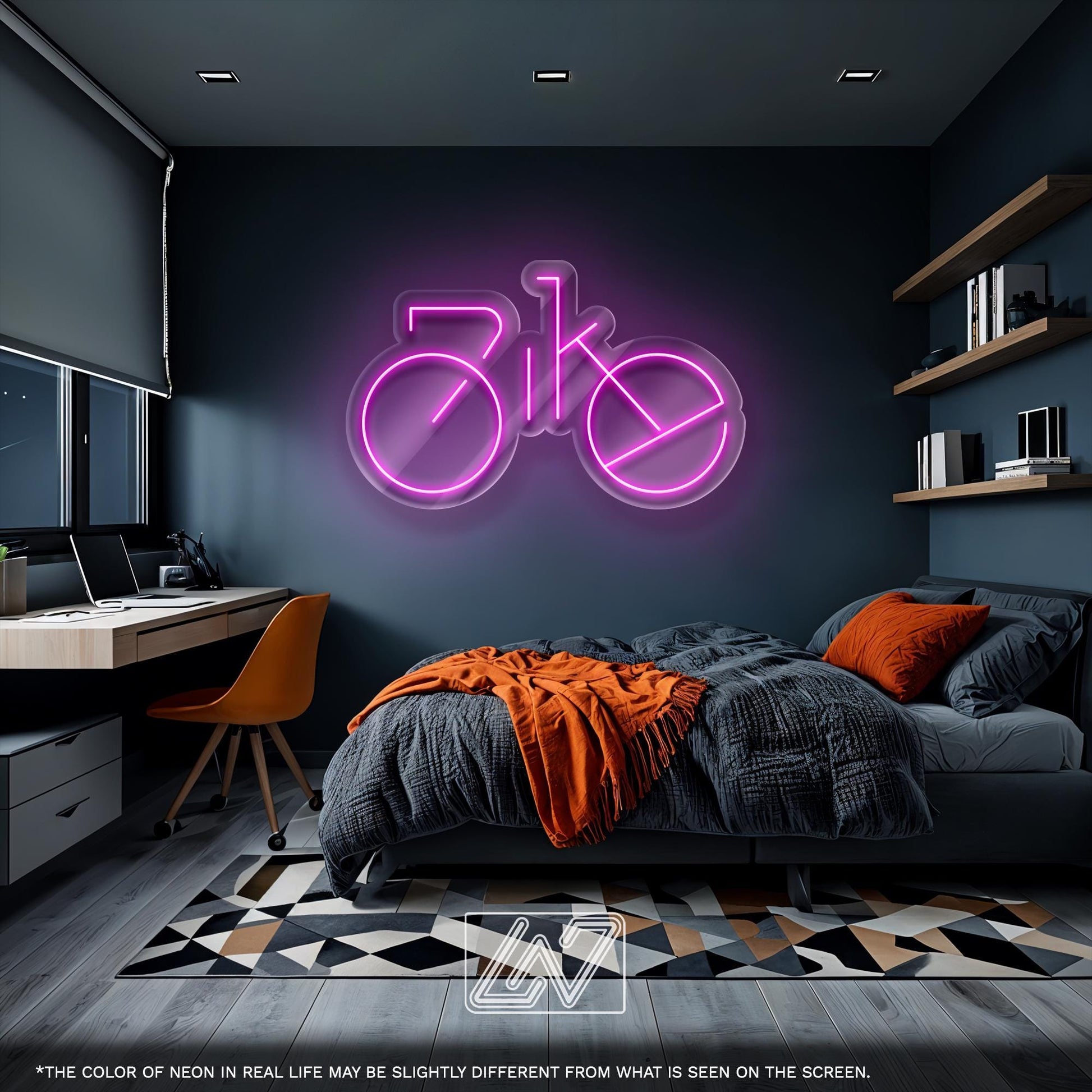 Bike LED Neon Sign Wall Light, Minimalist Bicycle Word Art for Cyclist Decor, Garage, Gym, or Sporty Modern Room Accent