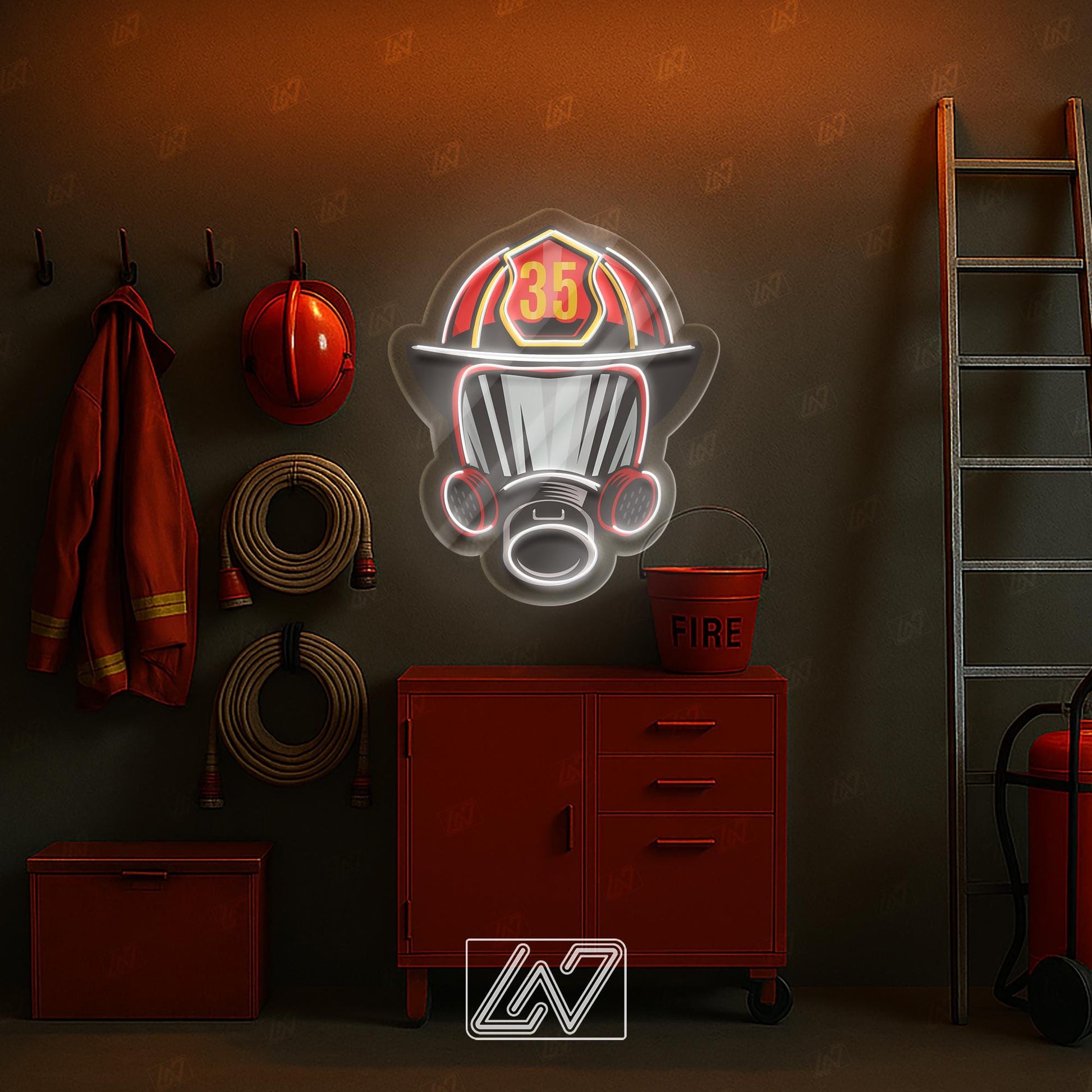 Firefighter Helmet LED Neon Sign – Wall Light for Fire Station, Office or Man Cave, Perfect Gift for Firefighters and First Responders