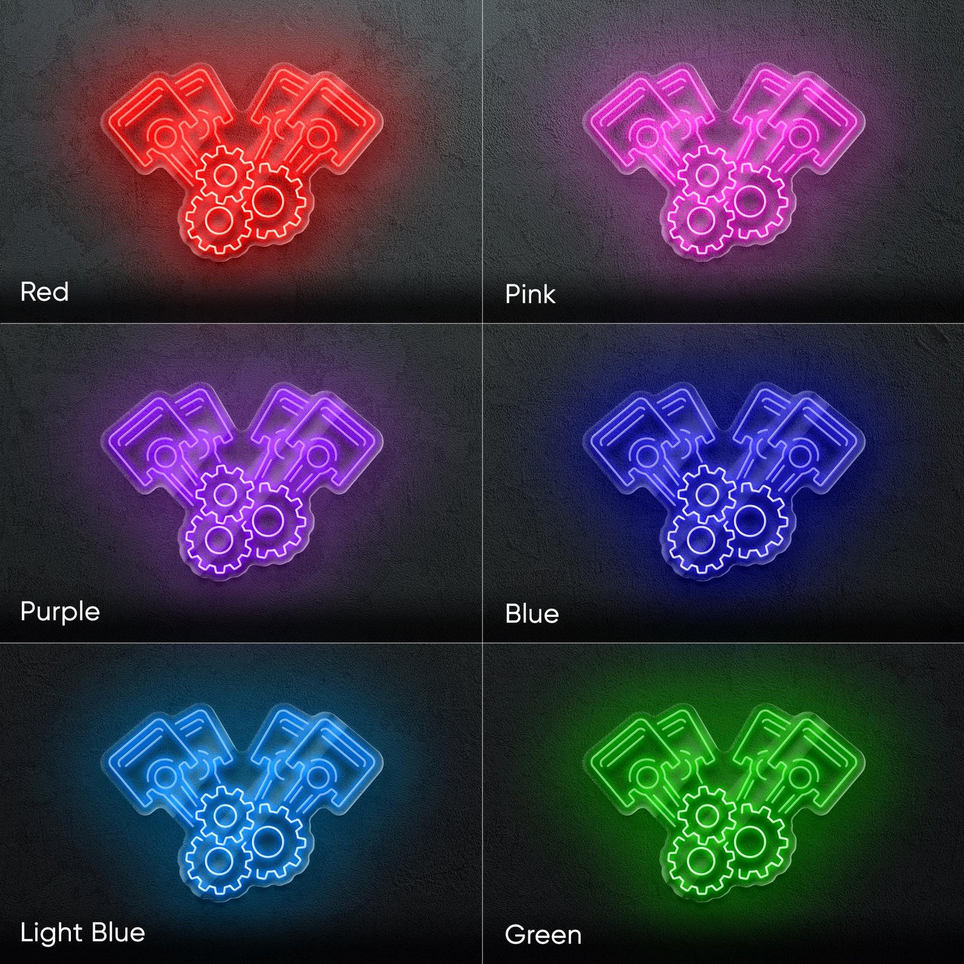 Engine Gears LED Neon Sign – Industrial Wall Light for Garage, Workshop or Man Cave, Perfect Gift for Mechanics and Car Enthusiasts
