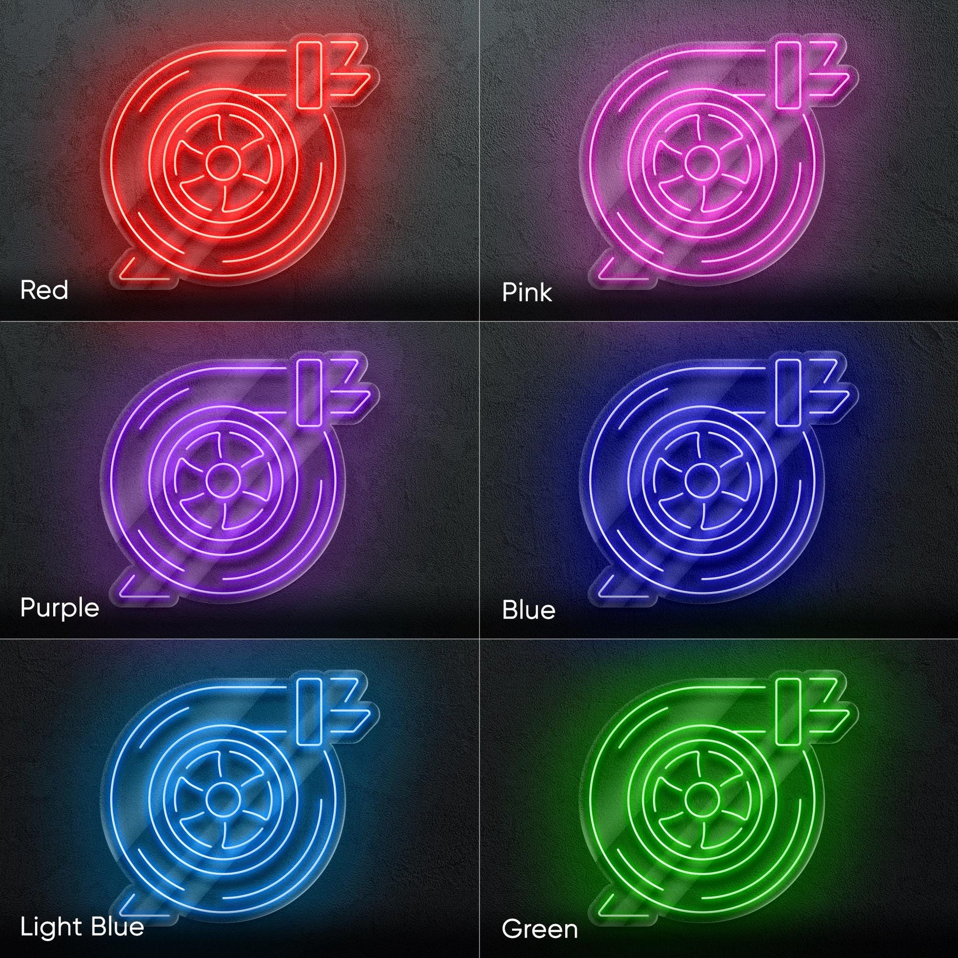 Turbo LED Neon Sign with Car Design – Wall Light for Garage, Auto Workshop or Man Cave, Perfect Gift for Car Lovers and Tuning Fans