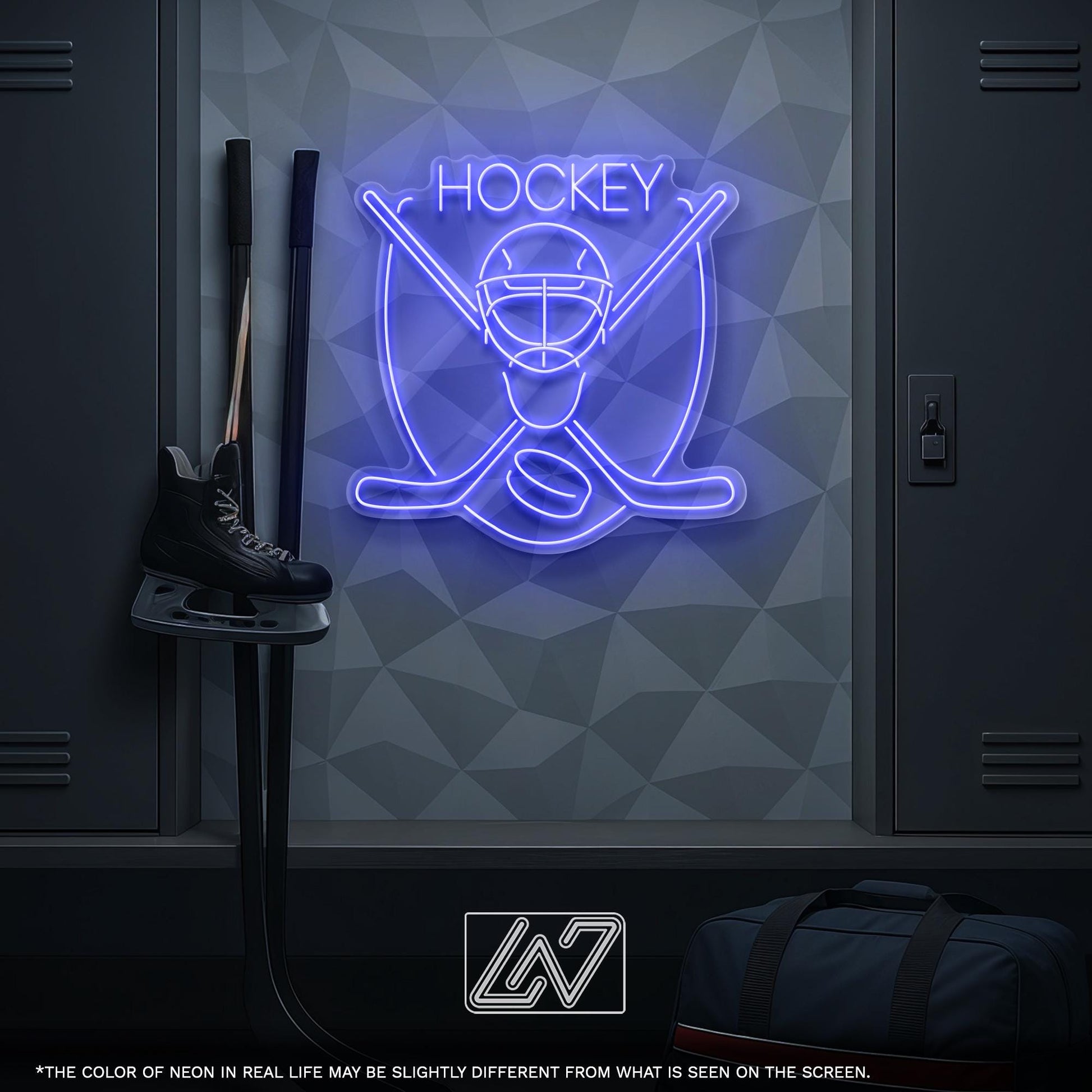 Hockey LED Neon Sign – Wall Light with Player Design for Game Room, Sports Bar or Teen Bedroom, Perfect Gift for Hockey Fans and Athletes