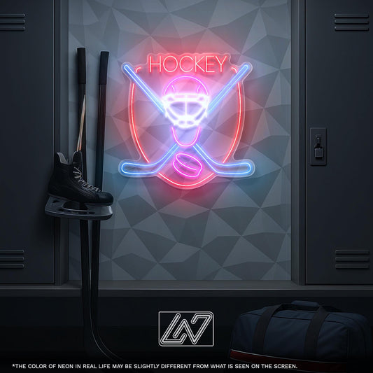 Hockey LED Neon Sign – Wall Light with Player Design for Game Room, Sports Bar or Teen Bedroom, Perfect Gift for Hockey Fans and Athletes