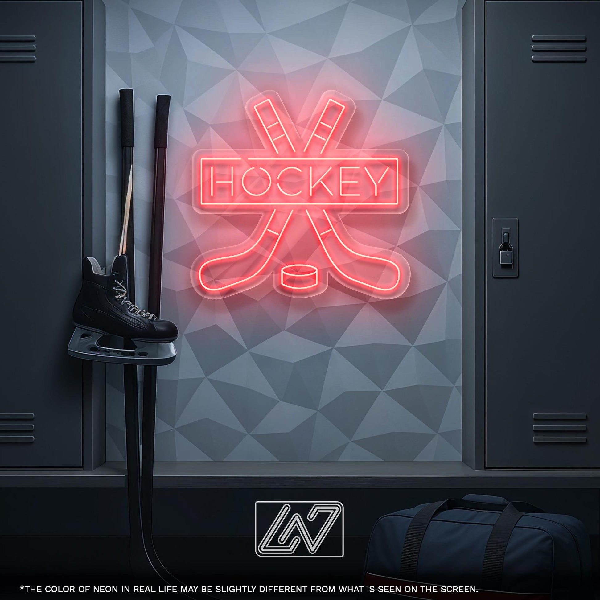 Hockey LED Neon Sign – Wall Light with Player Design for Game Room, Sports Bar or Teen Bedroom, Perfect Gift for Hockey Fans and Athletes