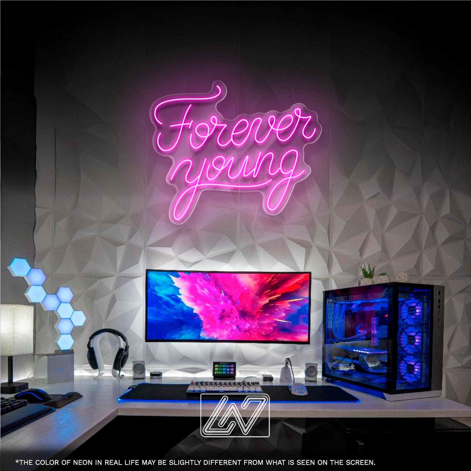 Forever Young LED Neon Sign – Stylish Wall Light for Bedroom, Studio or Living Room, Perfect Gift for Dreamers, Teens and Aesthetic Lovers