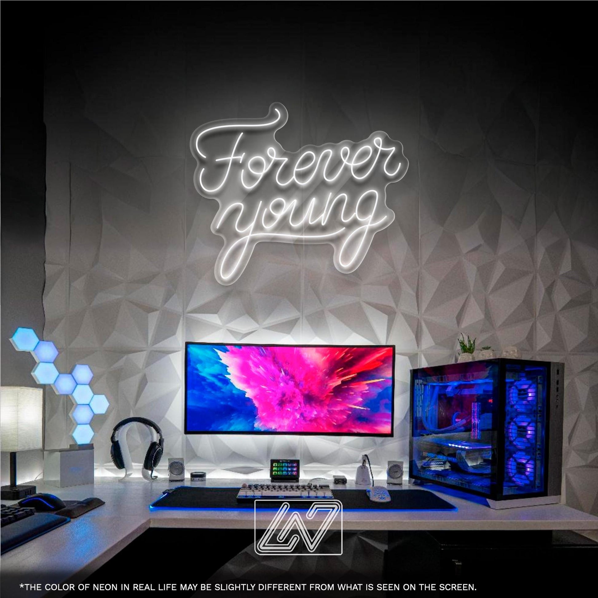 Forever Young LED Neon Sign – Stylish Wall Light for Bedroom, Studio or Living Room, Perfect Gift for Dreamers, Teens and Aesthetic Lovers