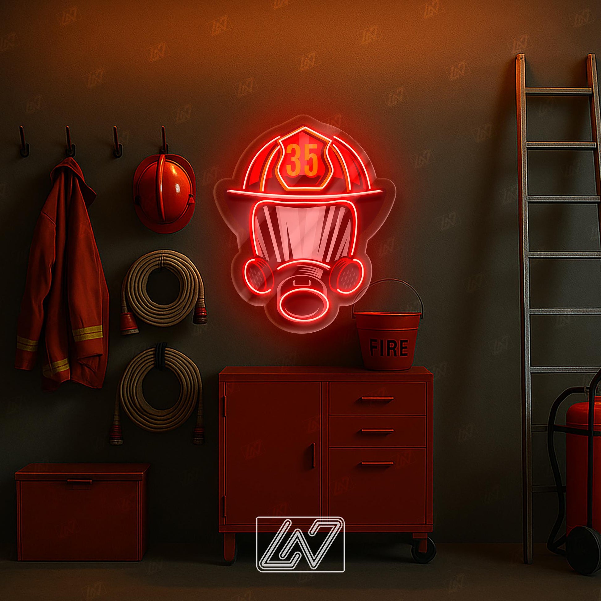 Firefighter Helmet LED Neon Sign – Wall Light for Fire Station, Office or Man Cave, Perfect Gift for Firefighters and First Responders