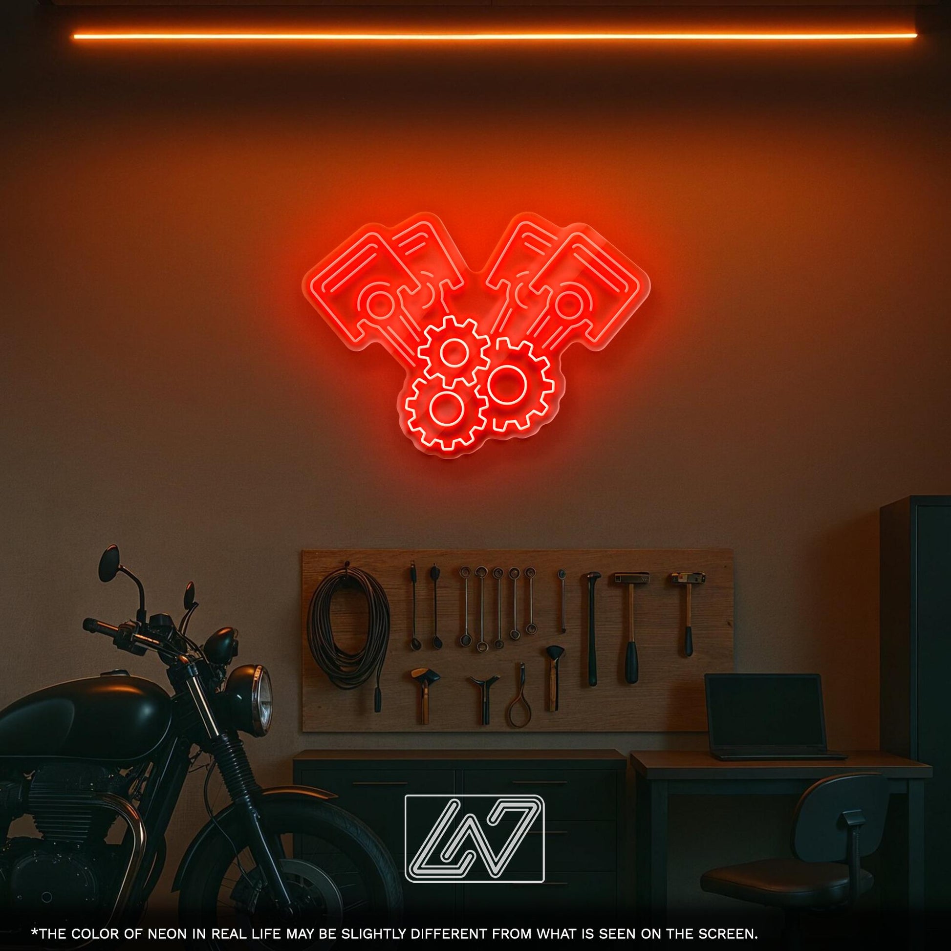 Engine Gears LED Neon Sign – Industrial Wall Light for Garage, Workshop or Man Cave, Perfect Gift for Mechanics and Car Enthusiasts