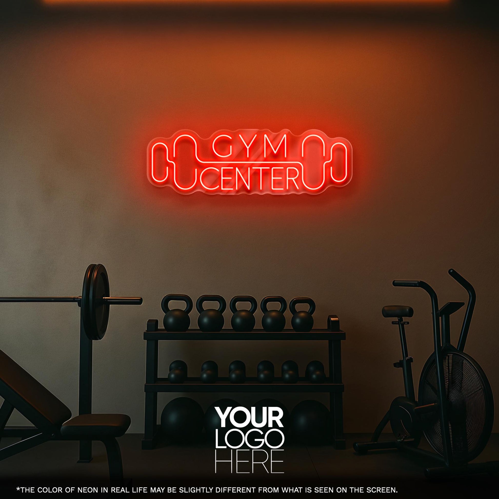 Gym Center LED Neon Sign – Modern Wall Light for Home Gym, Fitness Center or Studio, Perfect Gift for Trainers and Workout Enthusiasts
