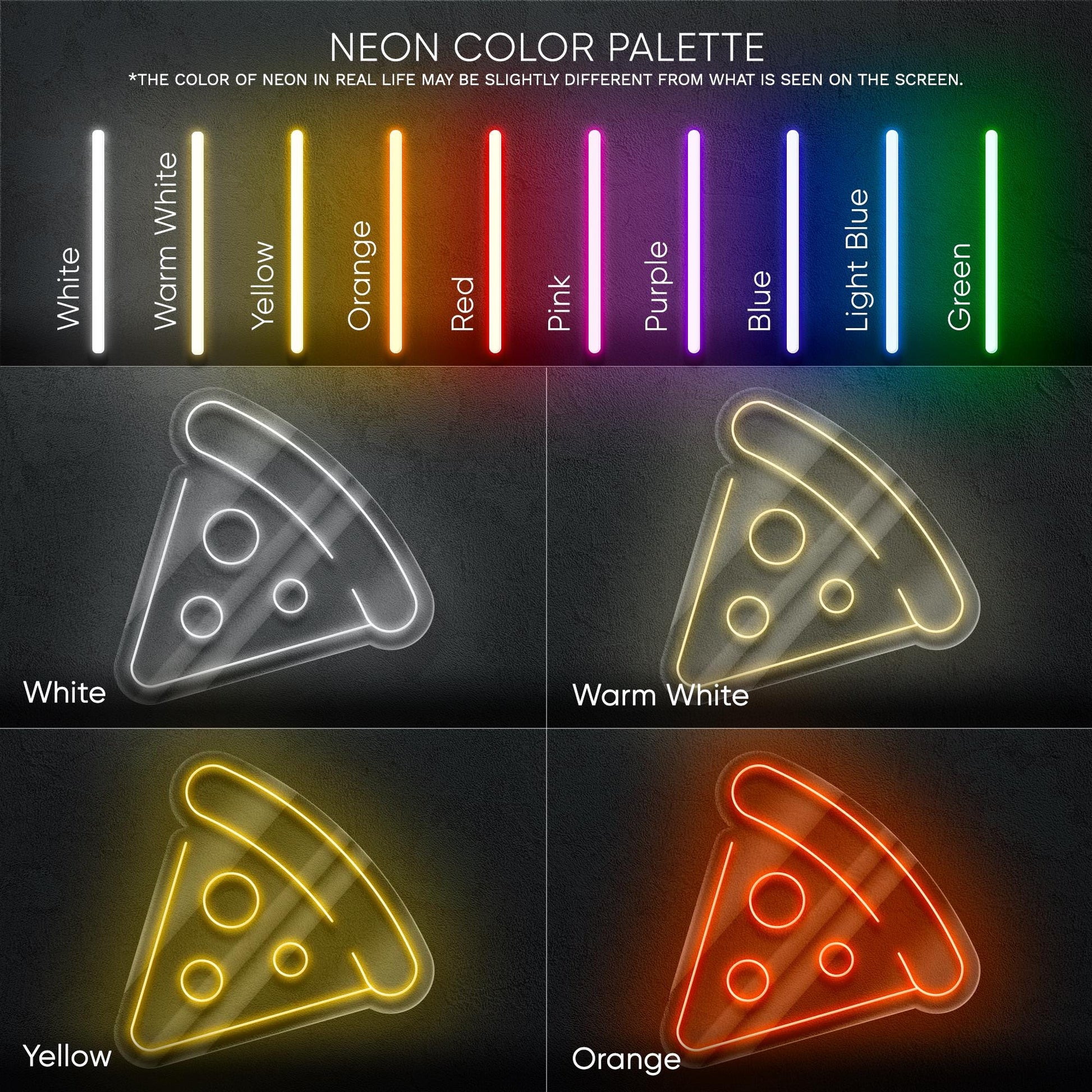 Pizza Slice Neon Sign – LED Wall Light for Pizzerias, Kitchens, Game Rooms or Food Stands – Perfect Gift for Pizza Lovers