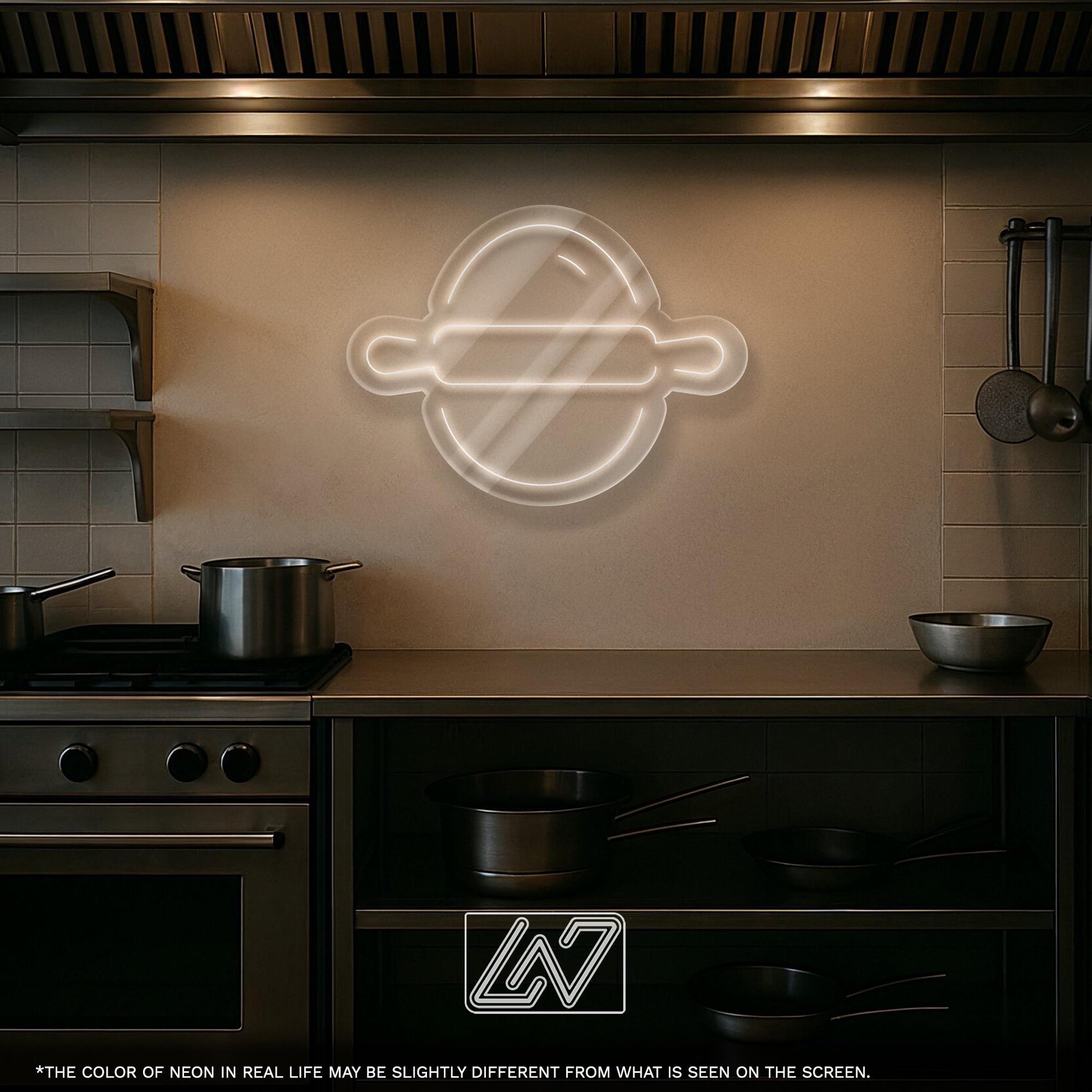 Rolling Pin Neon Sign – LED Wall Light for Bakeries, Home Kitchens, and Pastry Shops – Gift Idea for Bakers and Cooking Lovers
