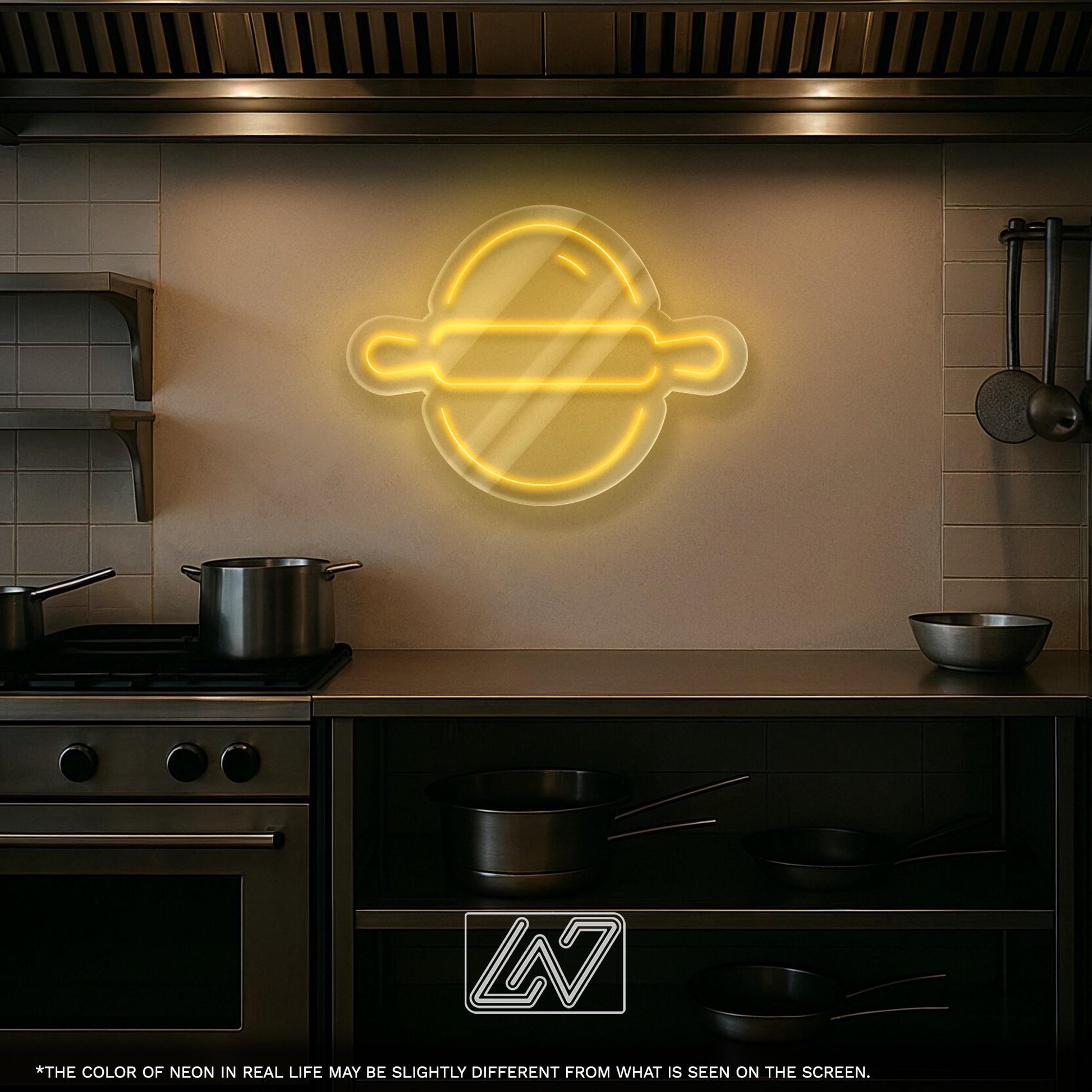 Rolling Pin Neon Sign – LED Wall Light for Bakeries, Home Kitchens, and Pastry Shops – Gift Idea for Bakers and Cooking Lovers