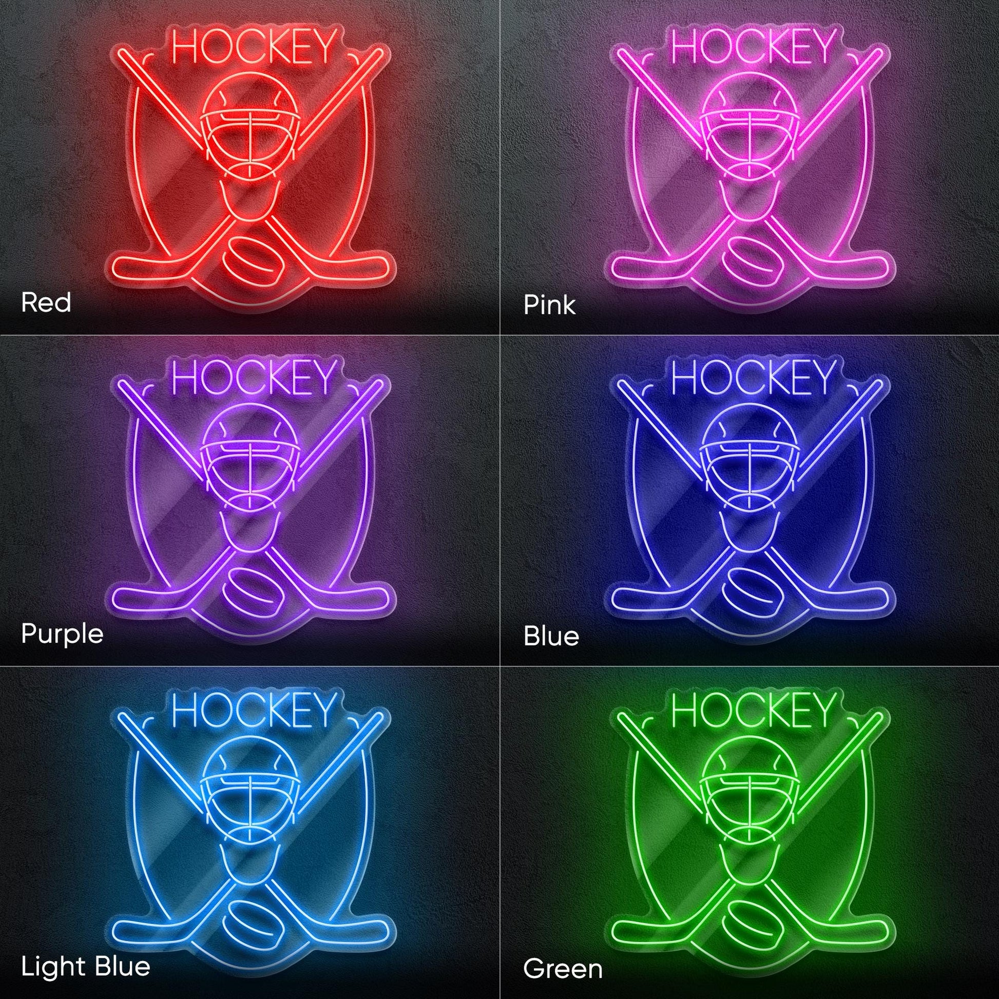 Hockey LED Neon Sign – Wall Light with Player Design for Game Room, Sports Bar or Teen Bedroom, Perfect Gift for Hockey Fans and Athletes