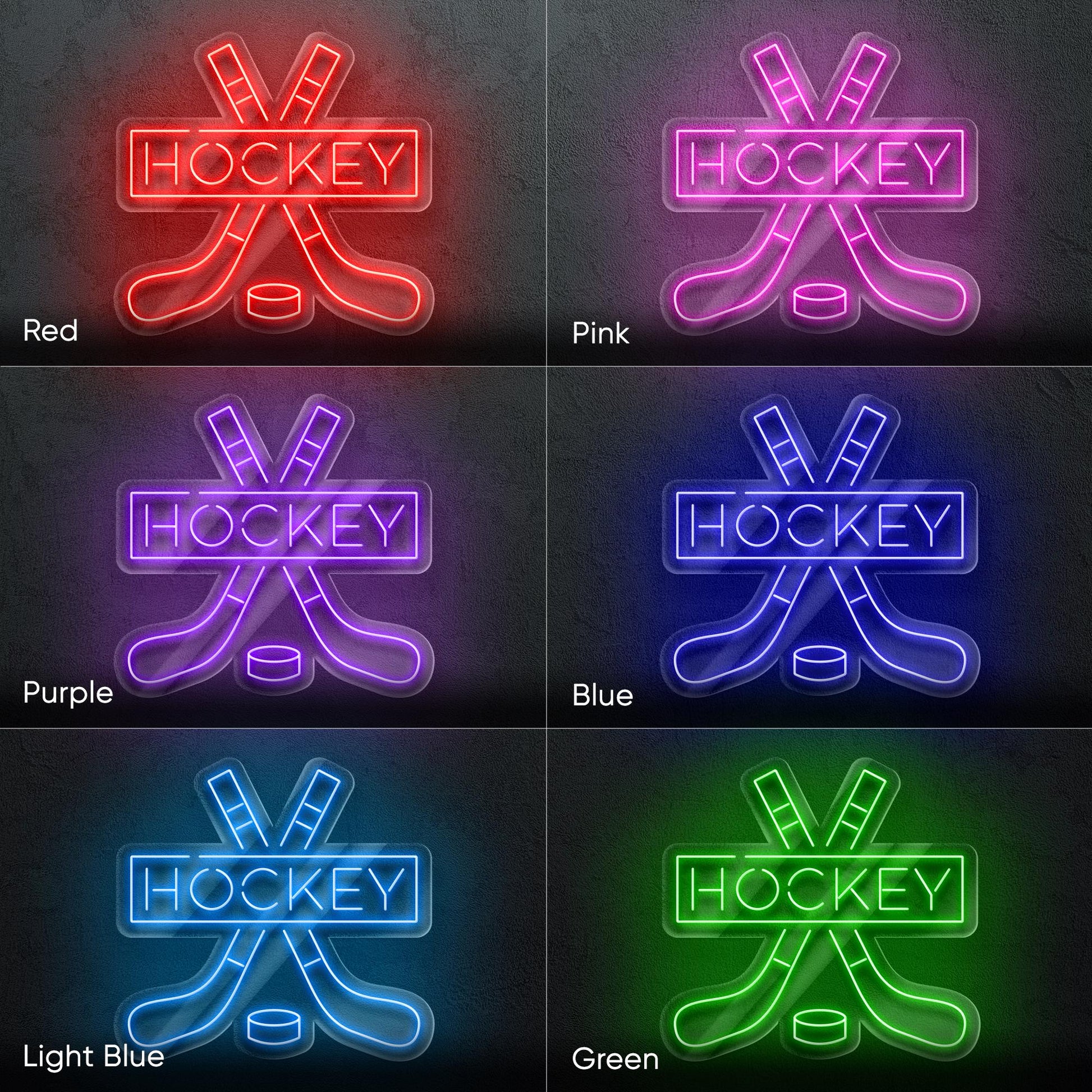 Hockey LED Neon Sign – Wall Light with Player Design for Game Room, Sports Bar or Teen Bedroom, Perfect Gift for Hockey Fans and Athletes