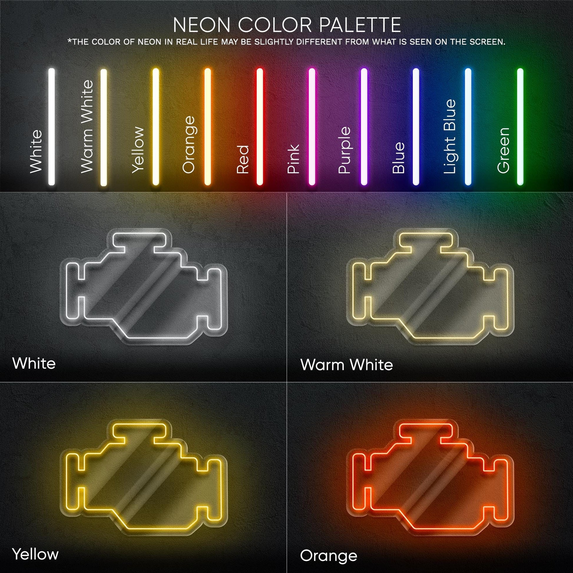 Check Engine Neon Sign for Car Garage, Auto Service Decor or Gift for Mechanic, Unique LED Light for Workshop or Man Cave