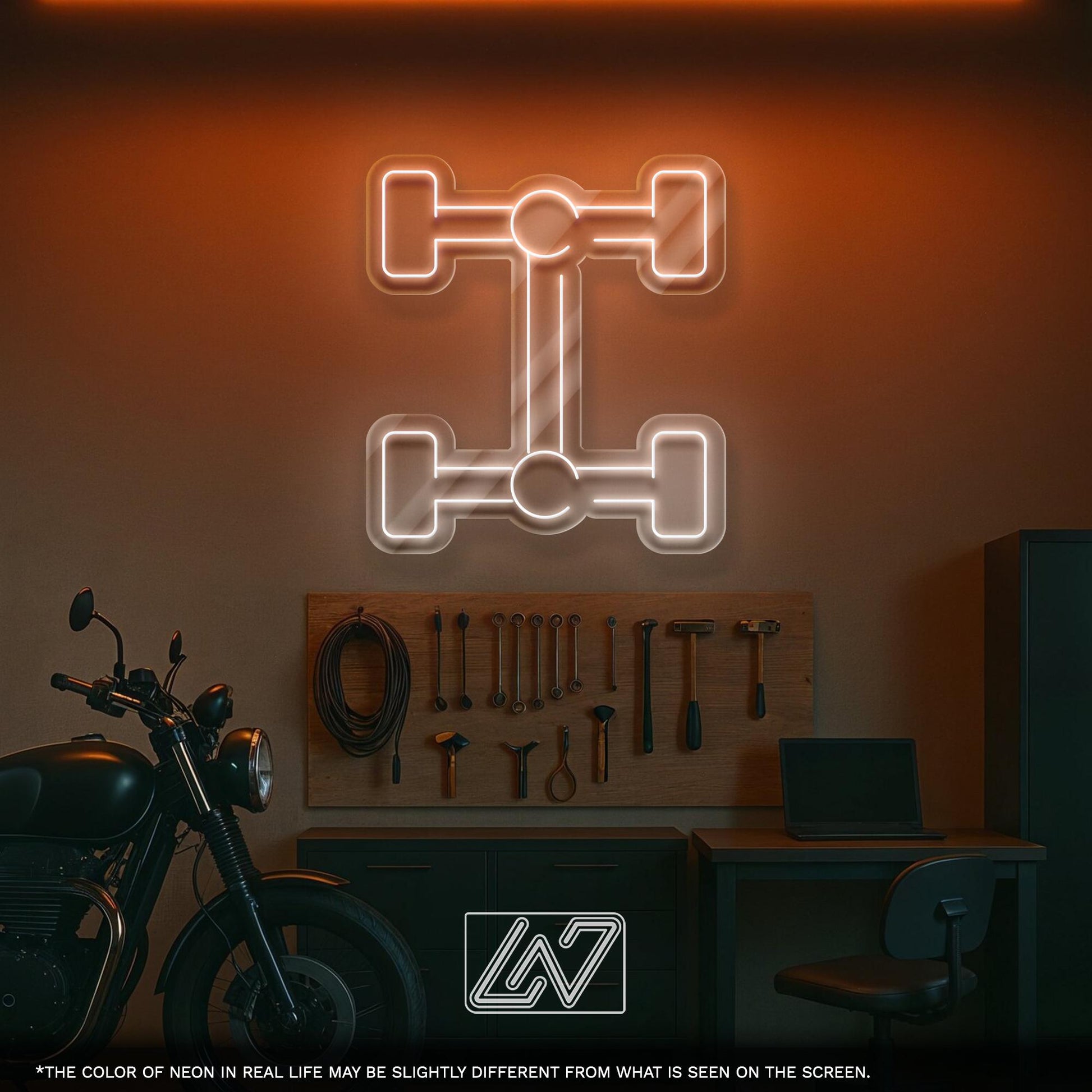 Car Suspension LED Neon Sign – Decorative Wall Light for Garage, Workshop or Auto Zone, Great Gift for Car Tuners and Mechanics