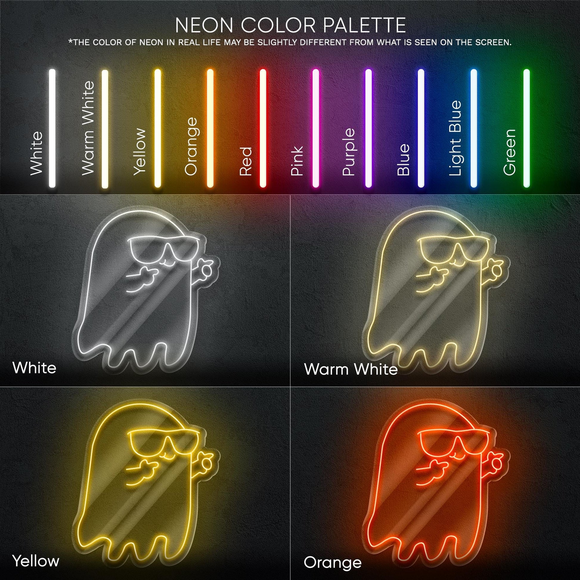 Cool Ghost LED Neon Sign – Funny Wall Light for Halloween, Kids Room, Game Zone or Party Decor, Perfect Gift for Fun and Spooky Vibes