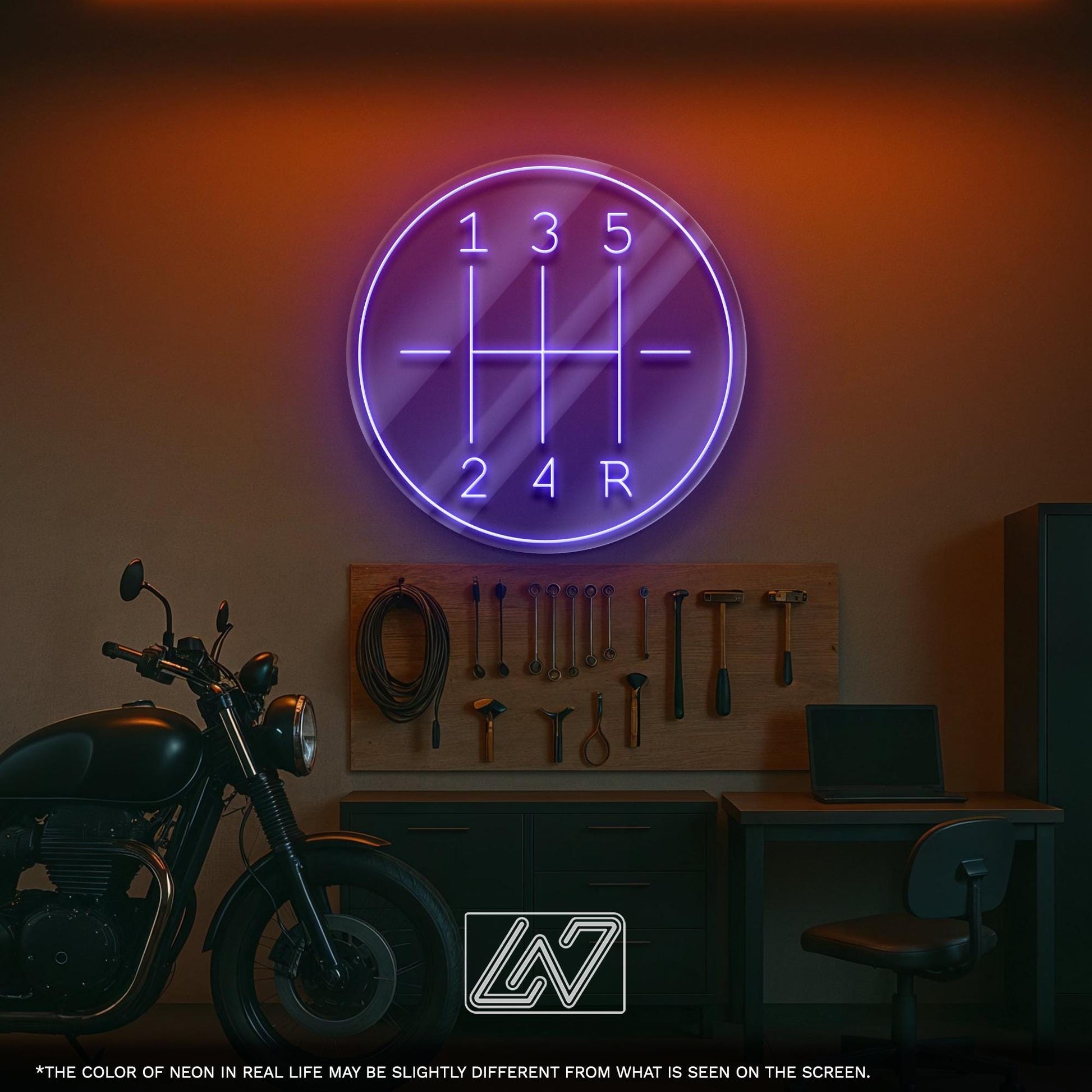 Gear Transmission LED Neon Sign – Industrial Style Light for Garage, Auto Shop, Man Cave or Workshop, Great Gift for Car and Mechanic Lovers