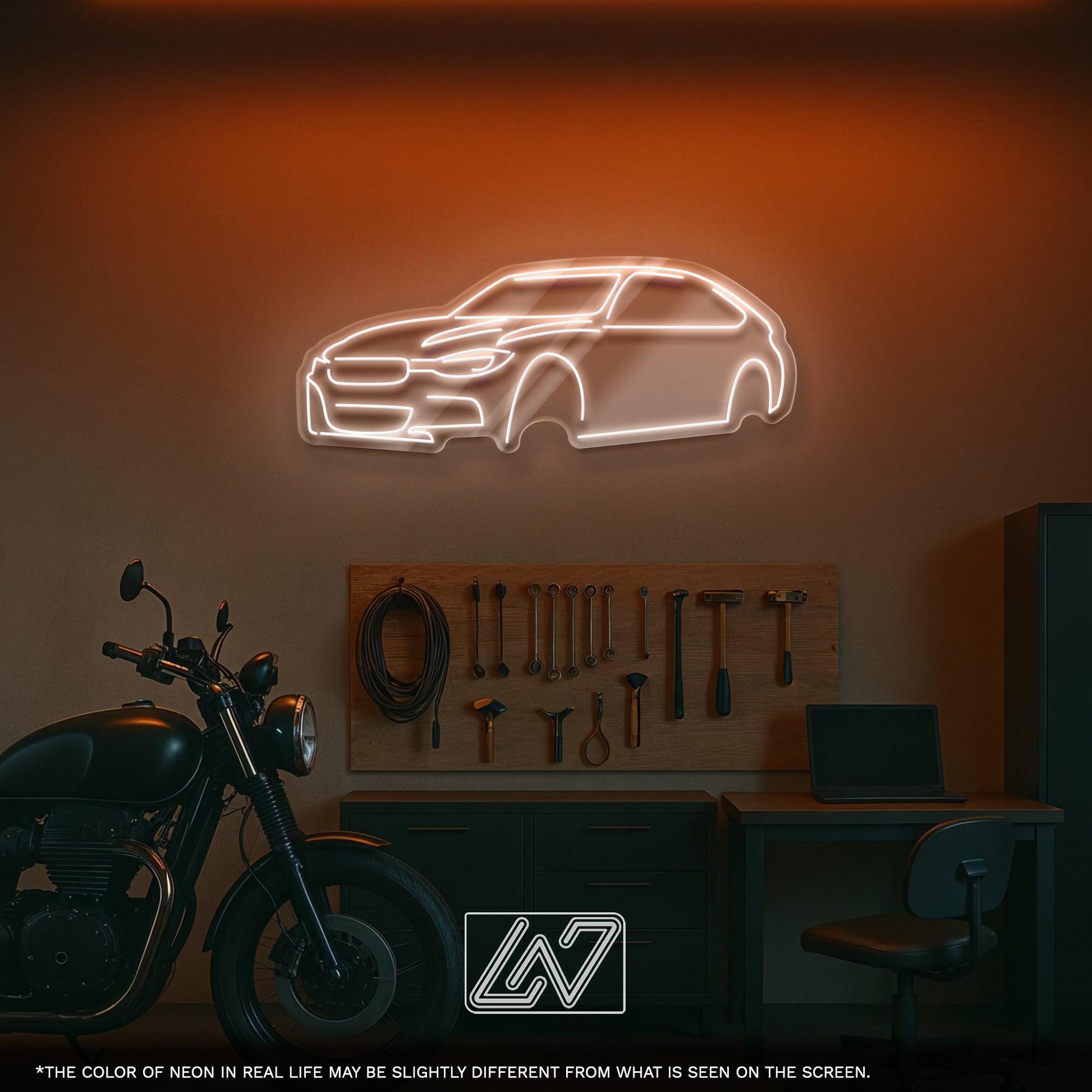 LED Neon Sign Car – Cool Wall Light for Garage, Boy Room or Auto Workshop, Perfect Gift for Car Lovers, Drivers and Street Racing Fans