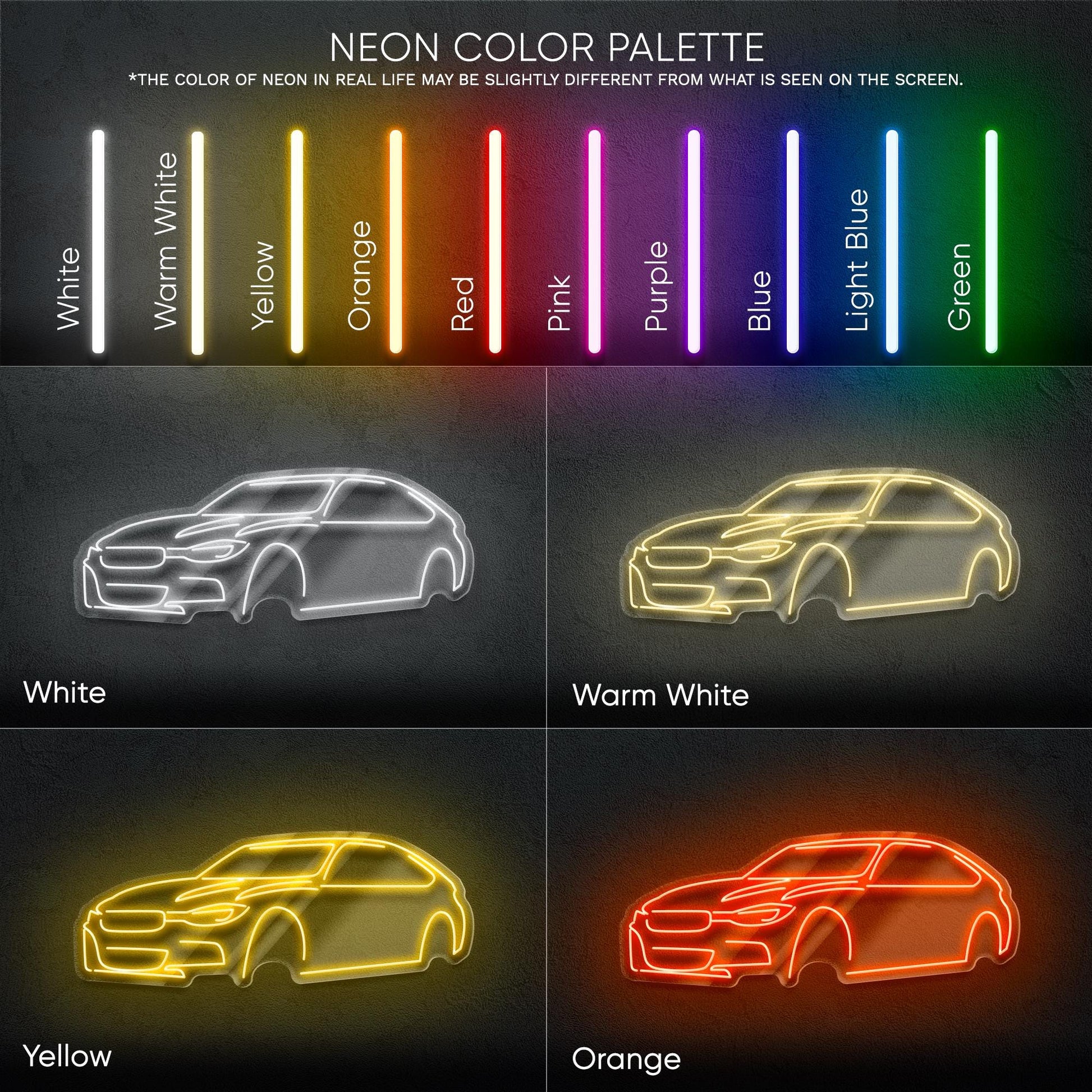 LED Neon Sign Car – Cool Wall Light for Garage, Boy Room or Auto Workshop, Perfect Gift for Car Lovers, Drivers and Street Racing Fans