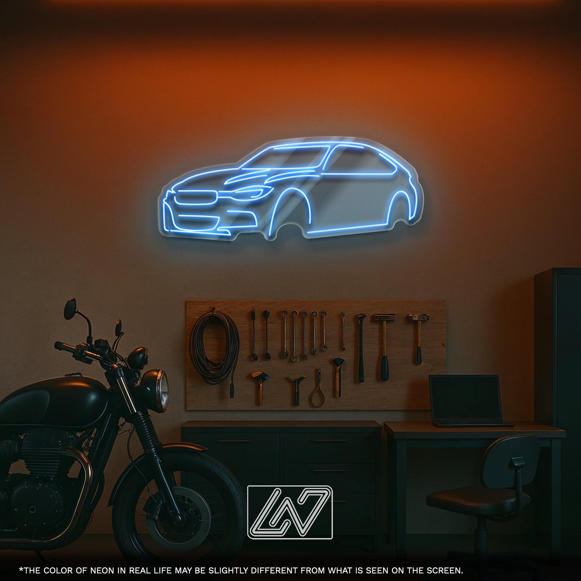 LED Neon Sign Car – Cool Wall Light for Garage, Boy Room or Auto Workshop, Perfect Gift for Car Lovers, Drivers and Street Racing Fans