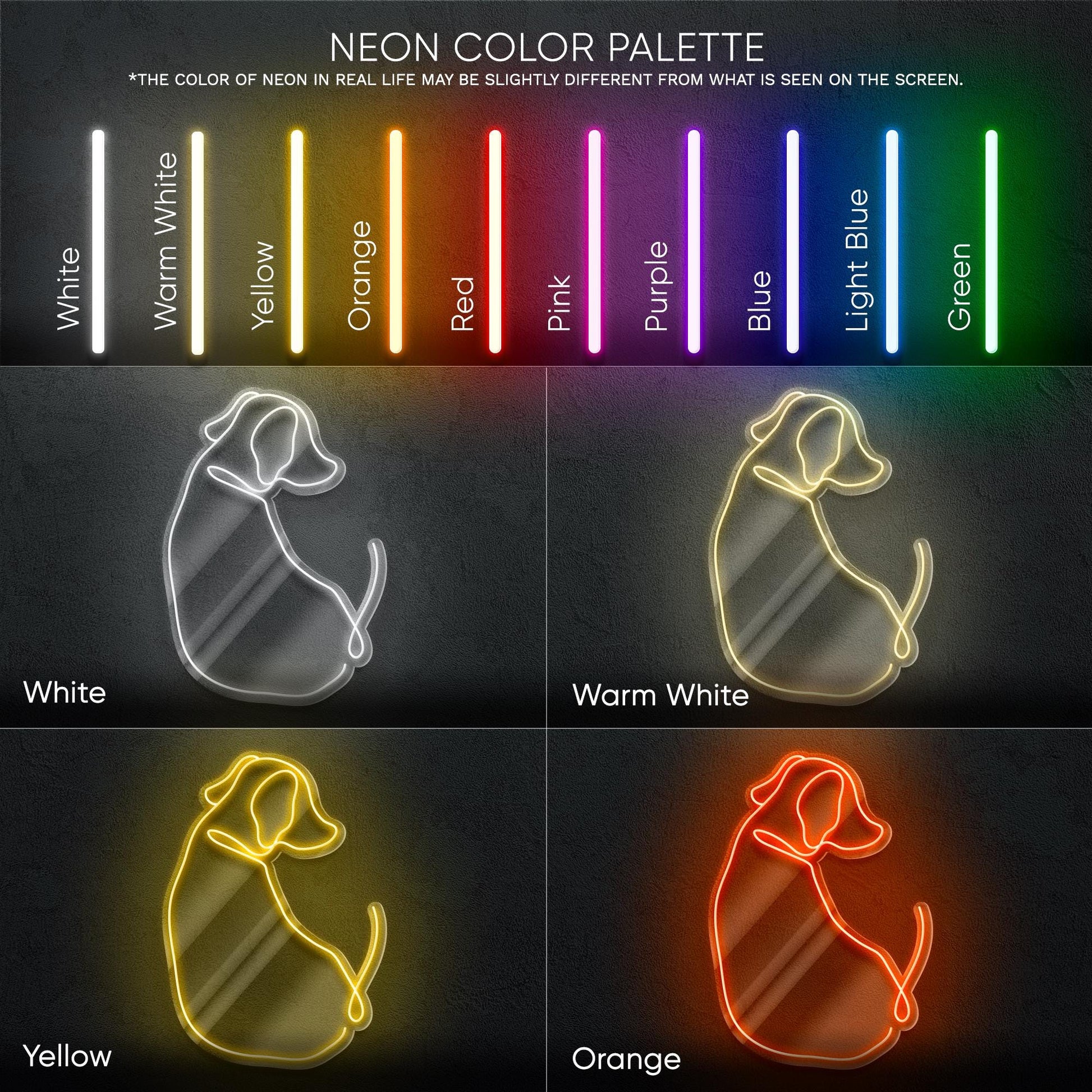 Dog LED Neon Sign - Adorable Light Up Wall Decor for Pet Lovers, Kids Room or Dog Studio, Cute Gift Idea for Dog Owners and Animal Fans