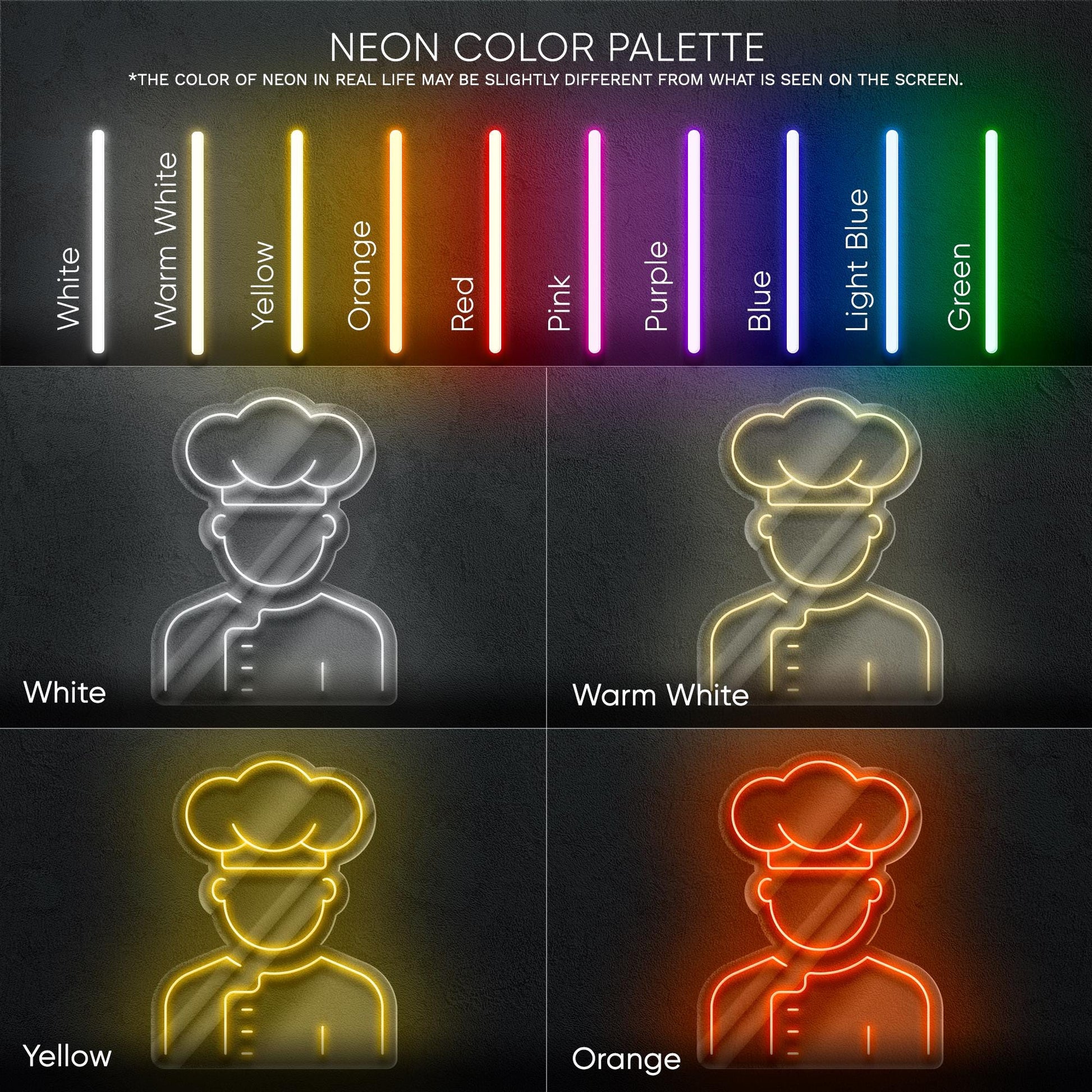 Chef Neon Sign – LED Wall Light Featuring Cook Icon with Hat – Ideal for Restaurants, Home Kitchens, or Culinary Studios