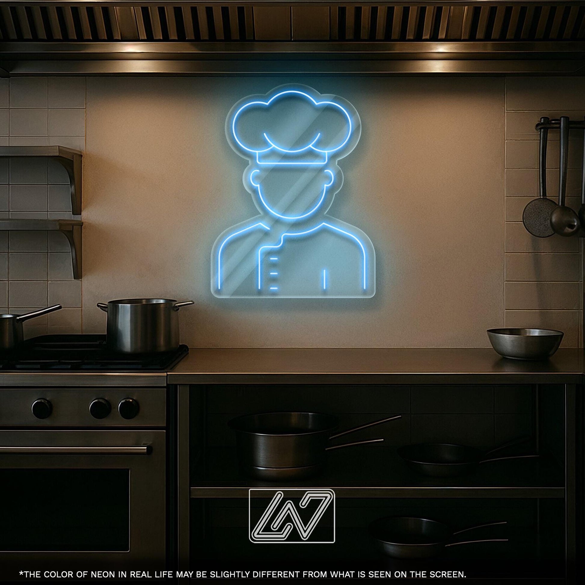 Chef Neon Sign – LED Wall Light Featuring Cook Icon with Hat – Ideal for Restaurants, Home Kitchens, or Culinary Studios