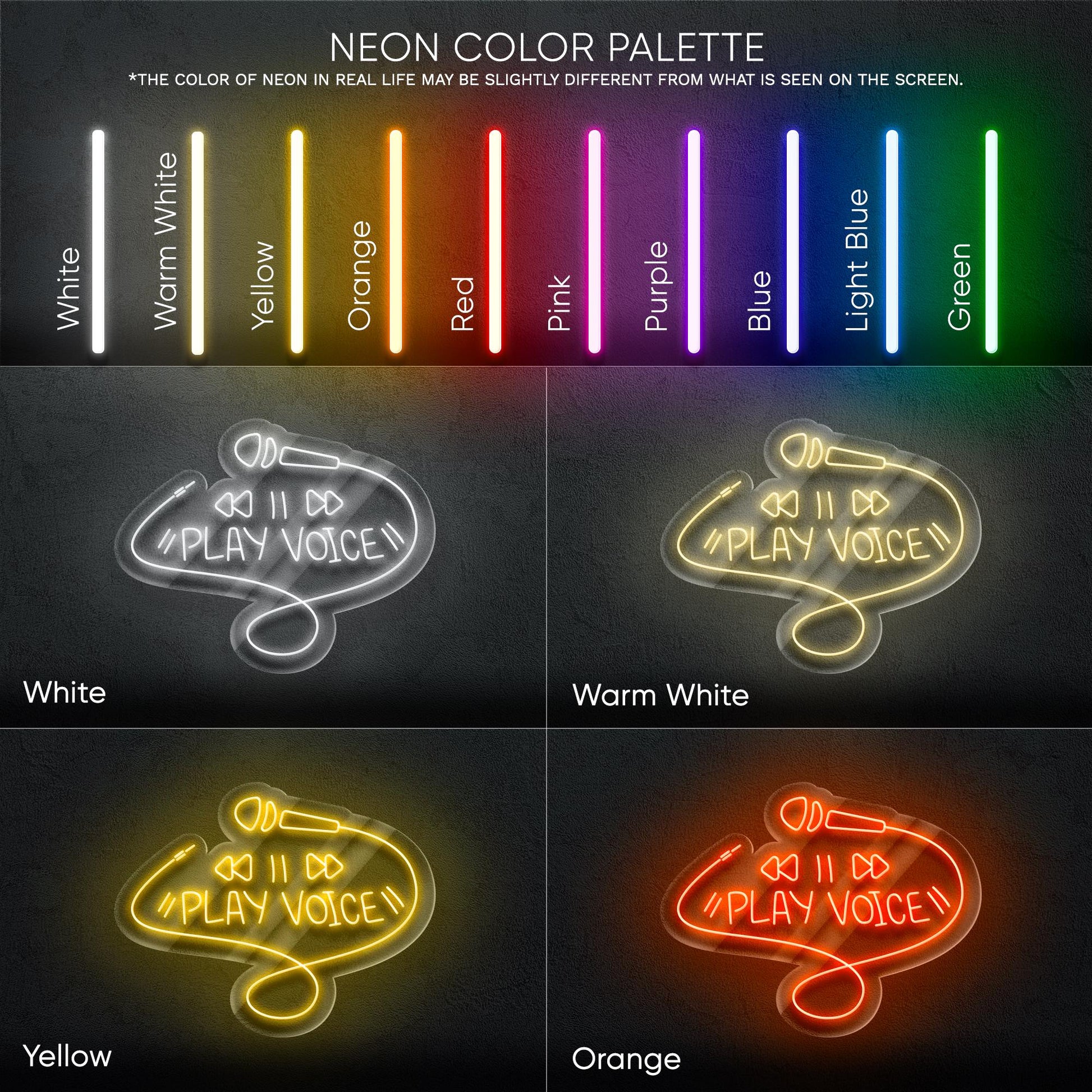 Play Voice LED Neon Sign – Microphone Wall Light for Podcast Studio, Karaoke Room or Music Bar, Cool Gift for Creators and Singers