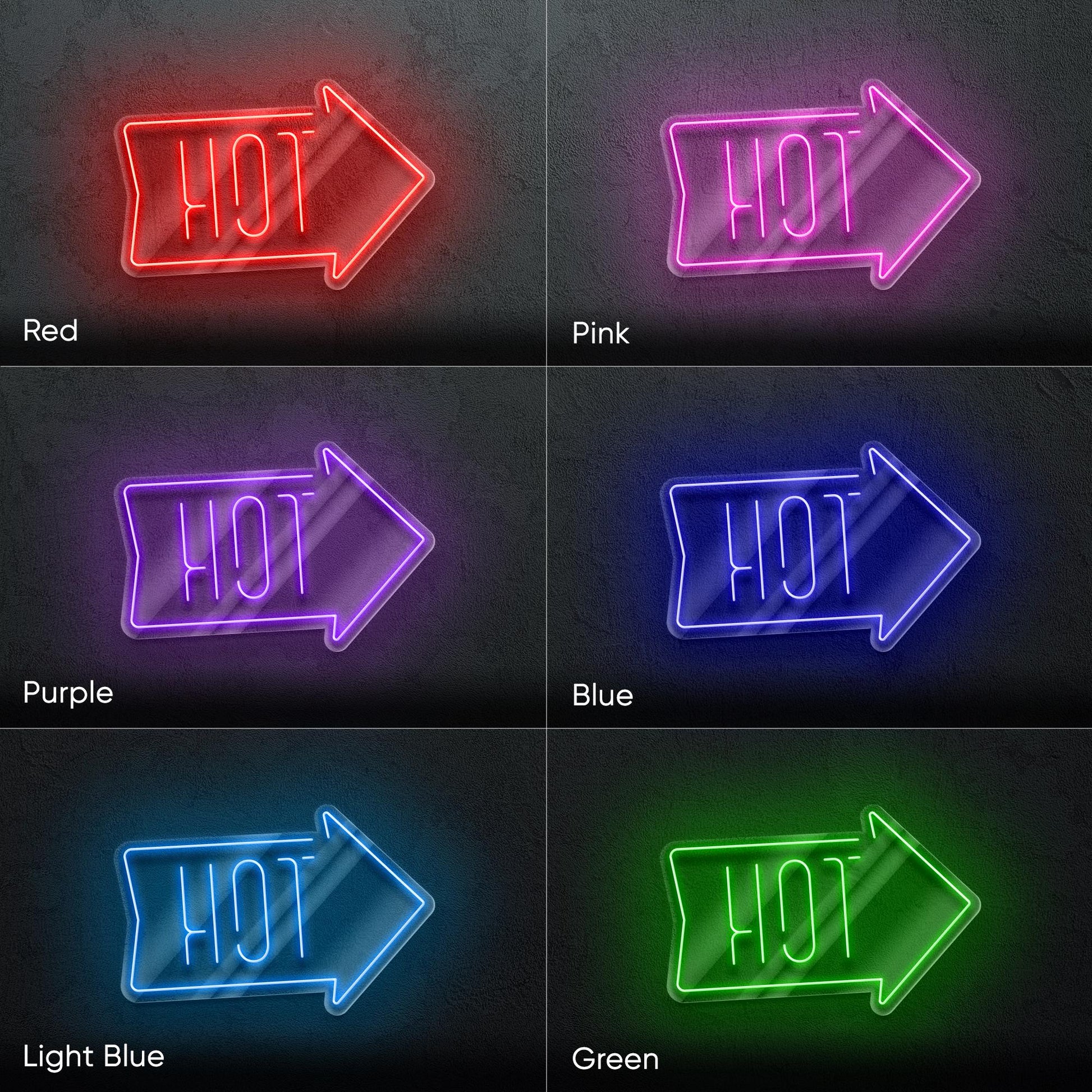 HOT LED Neon Sign with Arrow – Red Light Wall Decor for Bars, Diners, Food Stalls or Sales, Eye-Catching Business Signage