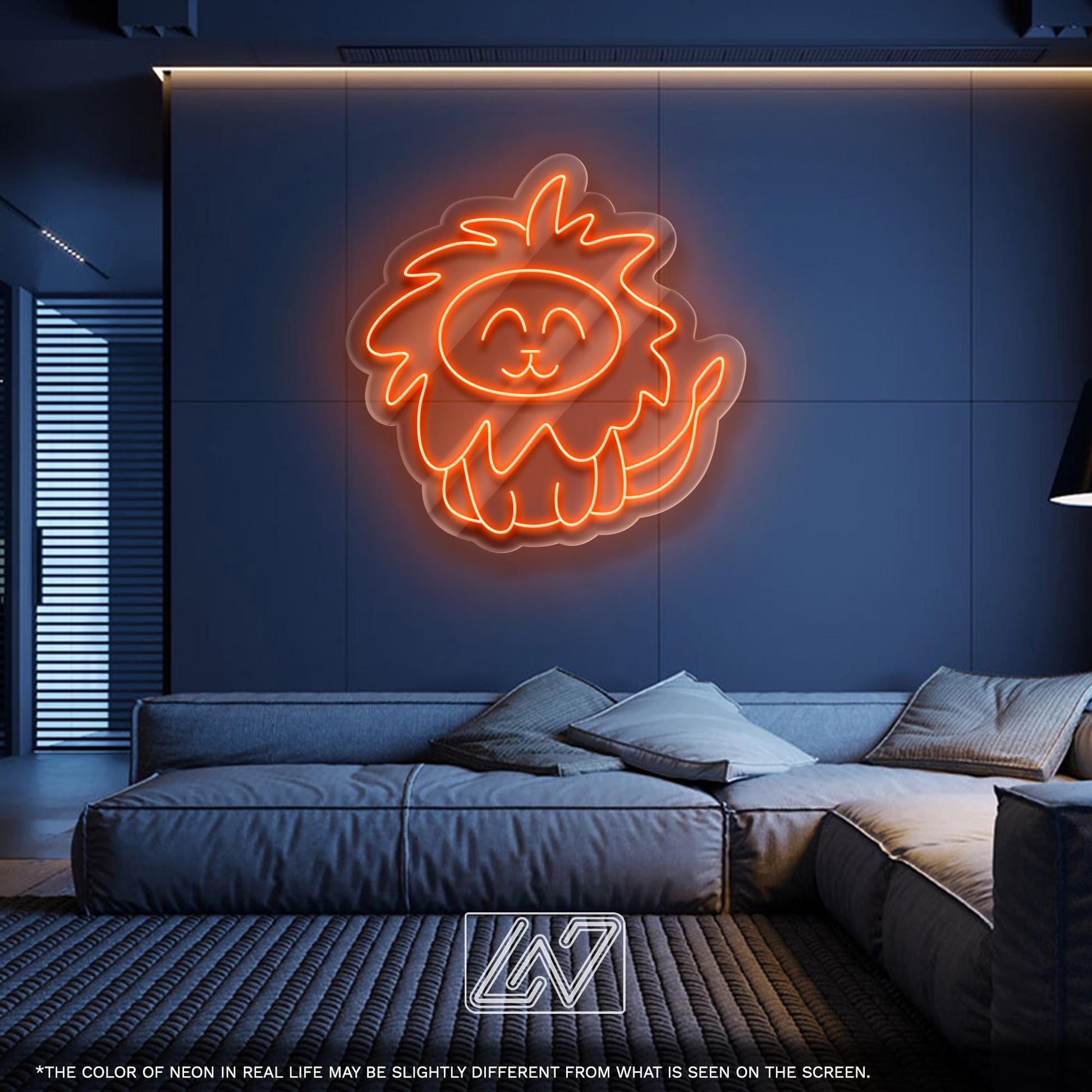 Cute Lion LED Neon Sign – Yellow Animal Light Decor for Kids Room, Baby Nursery, Jungle Party or Safari-Themed Interior