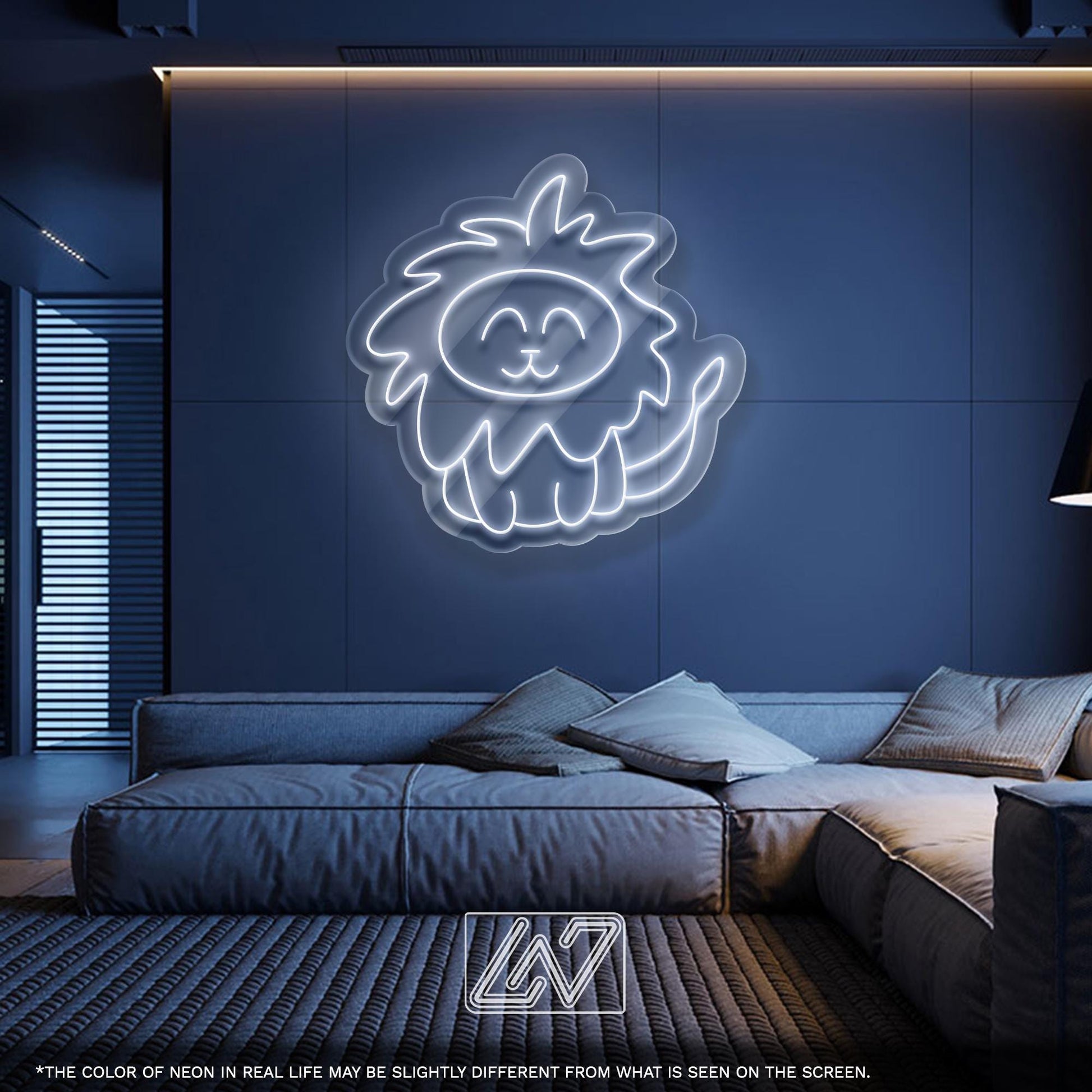 Cute Lion LED Neon Sign – Yellow Animal Light Decor for Kids Room, Baby Nursery, Jungle Party or Safari-Themed Interior