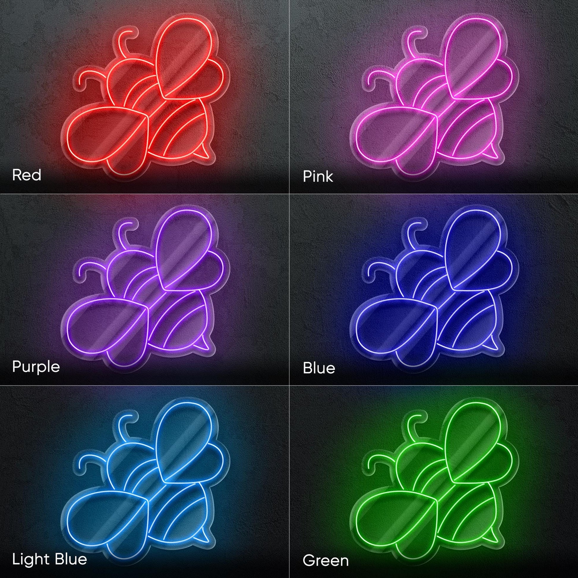 Cute Bee LED Neon Sign – White and Yellow Insect Wall Light for Kids Room, Nursery, Beekeeping Gift or Nature-Themed Decor