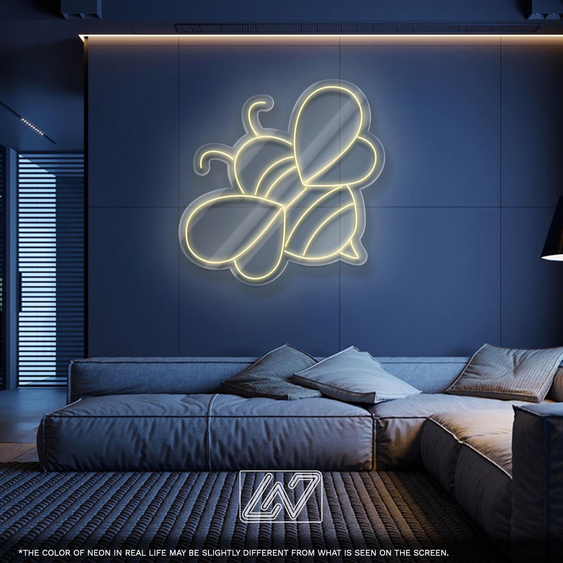 Cute Bee LED Neon Sign – White and Yellow Insect Wall Light for Kids Room, Nursery, Beekeeping Gift or Nature-Themed Decor