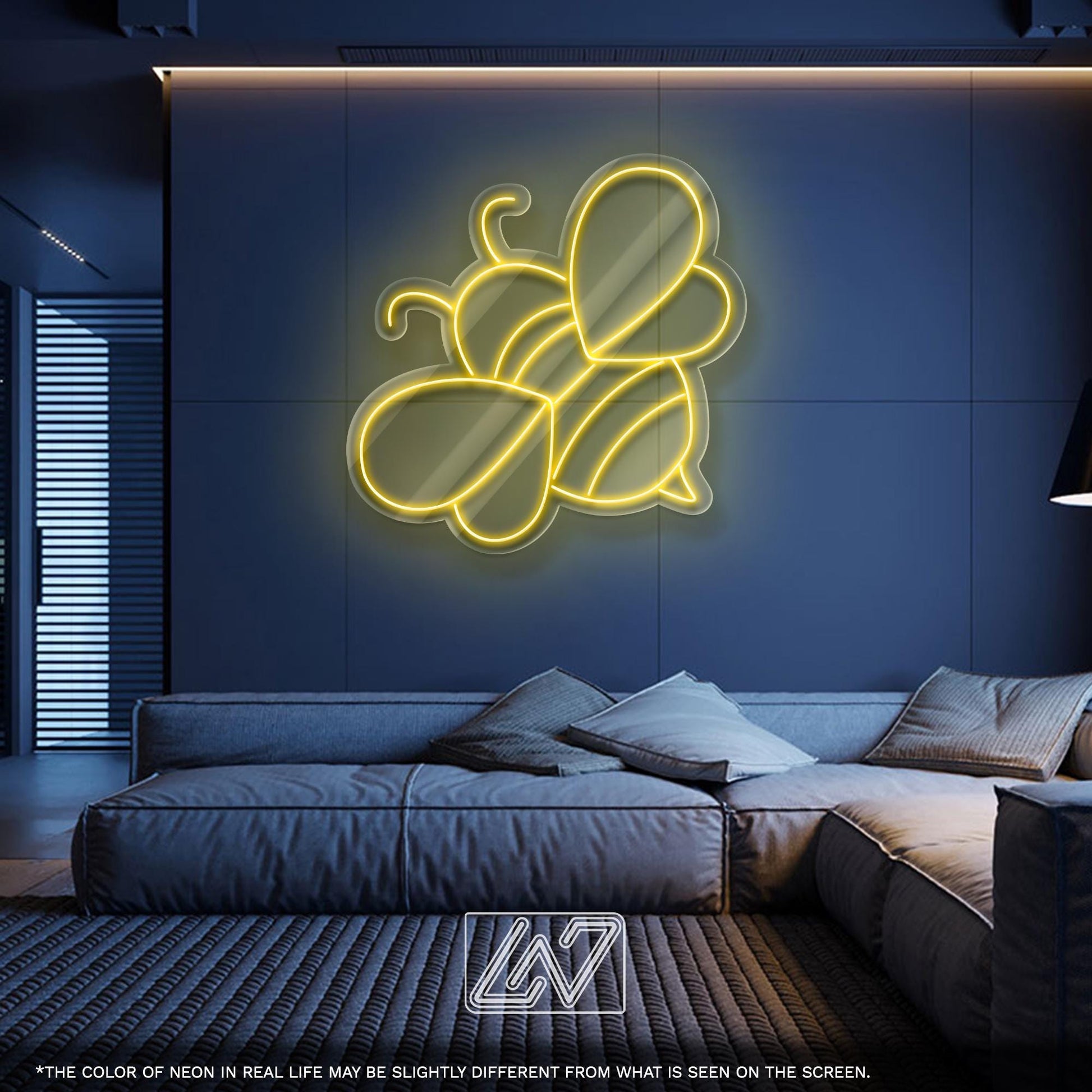 Cute Bee LED Neon Sign – White and Yellow Insect Wall Light for Kids Room, Nursery, Beekeeping Gift or Nature-Themed Decor
