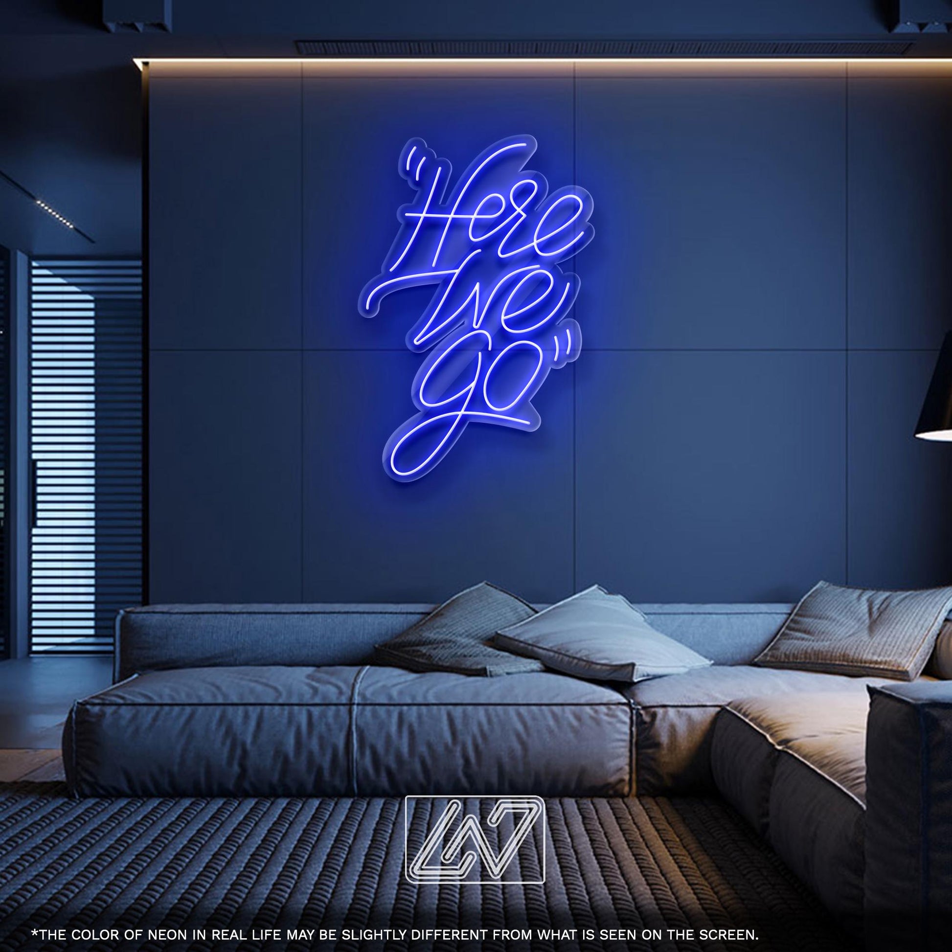 Here We Go LED Neon Sign – Motivational Wall Light for Office, Gym, Gaming Setup or Streaming Room Decor