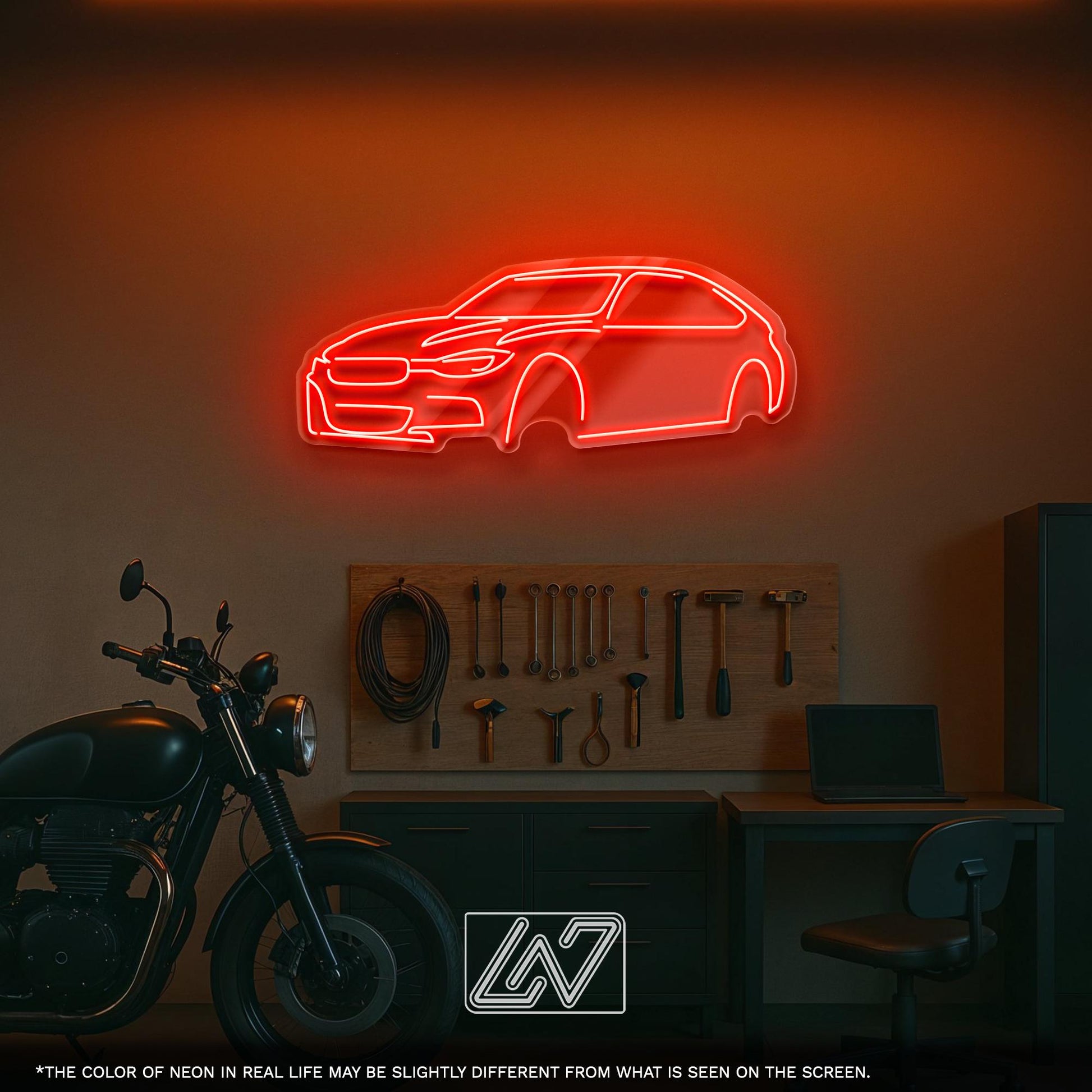 LED Neon Sign Car – Cool Wall Light for Garage, Boy Room or Auto Workshop, Perfect Gift for Car Lovers, Drivers and Street Racing Fans